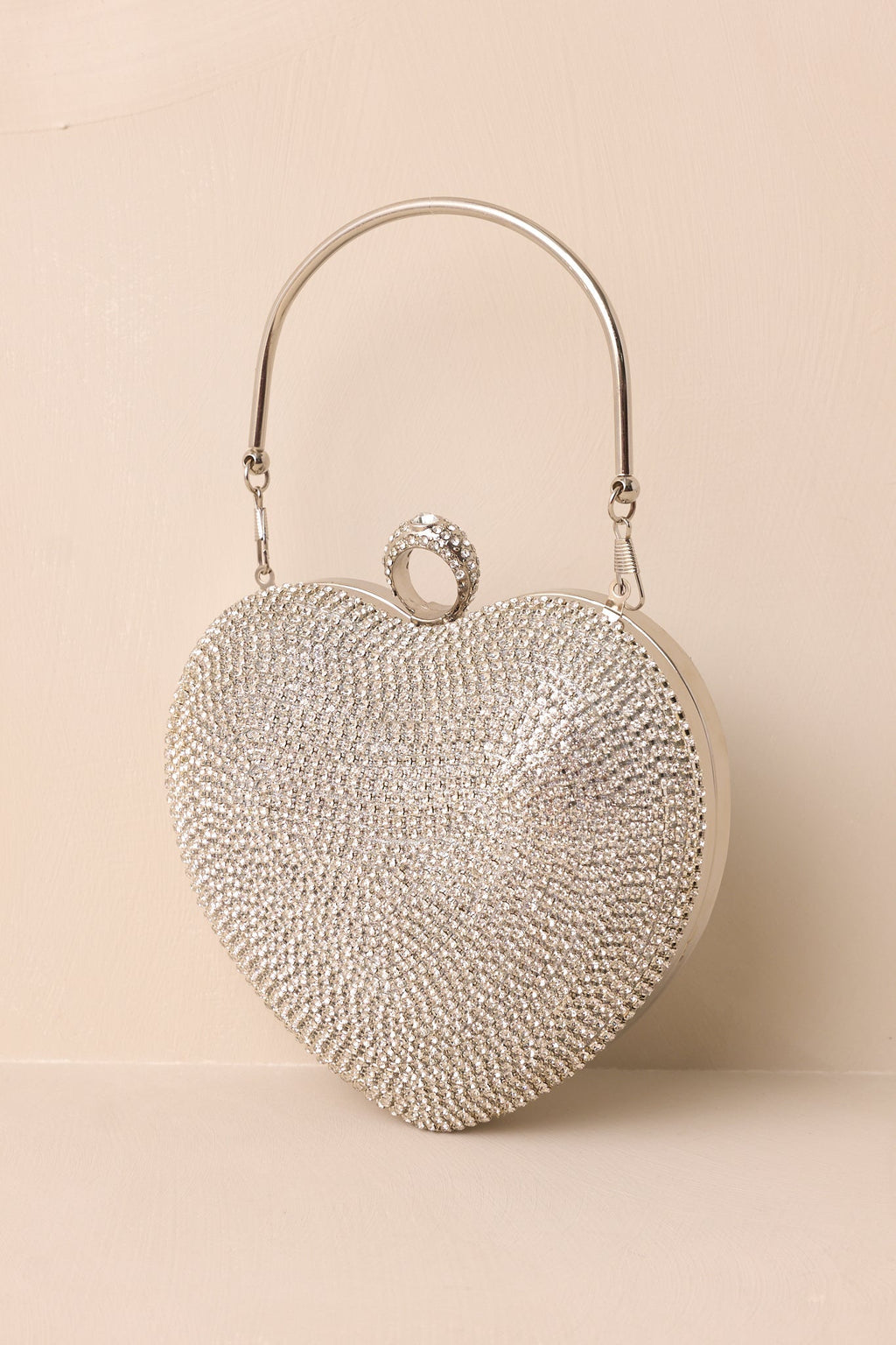 The Heart?s Haven Silver Rhinestone Heart Clutch