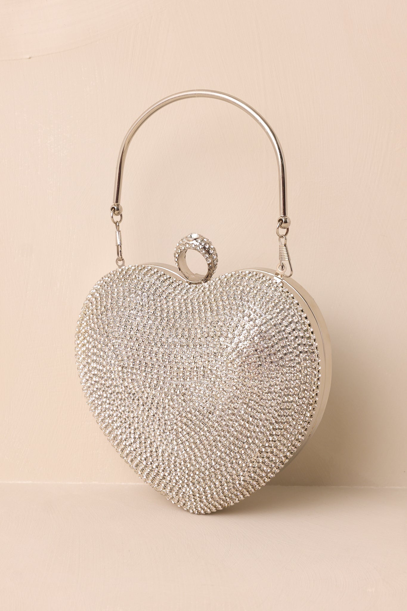 The Heart?s Haven Silver Rhinestone Heart Clutch