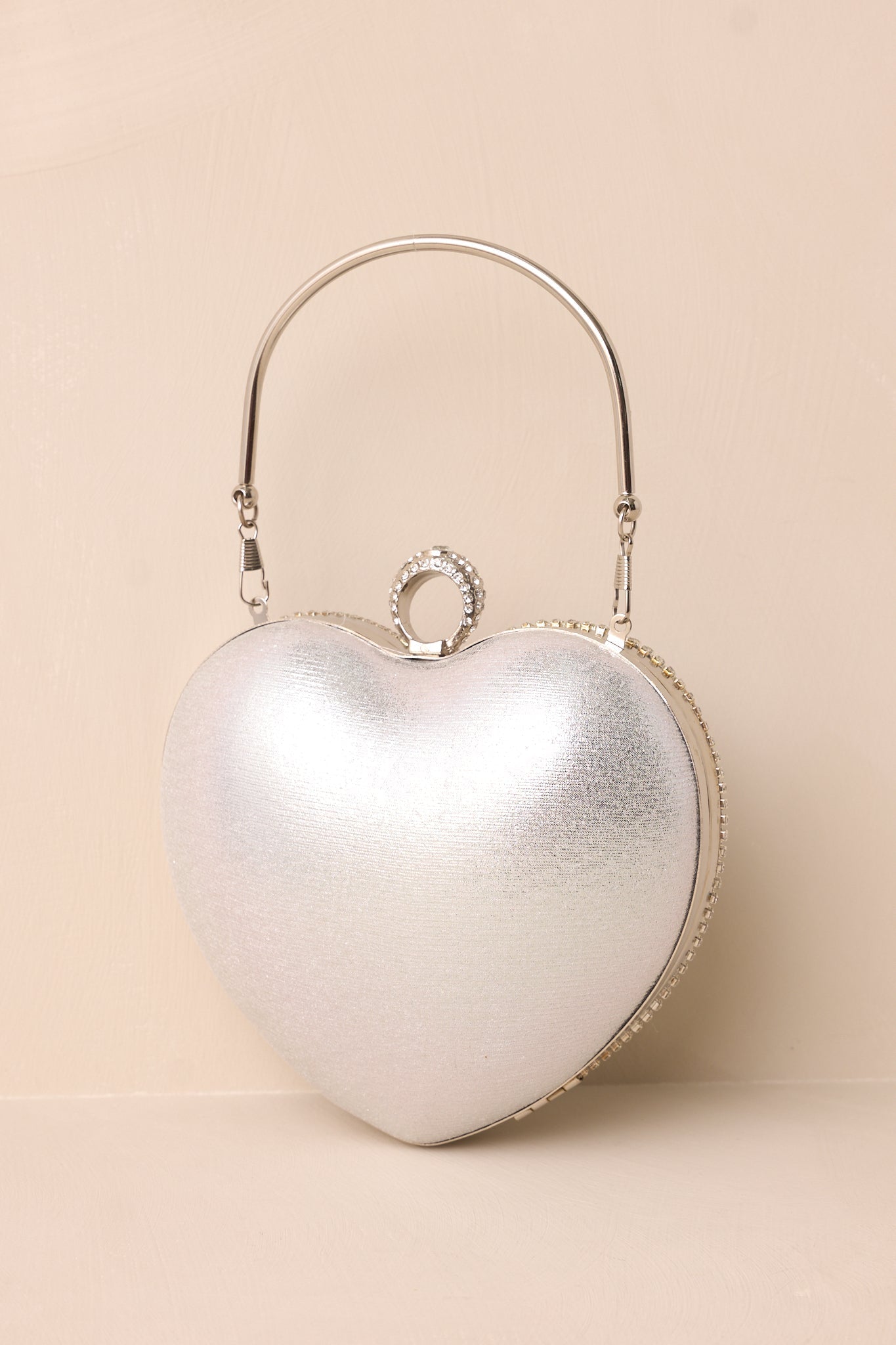The Heart?s Haven Silver Rhinestone Heart Clutch
