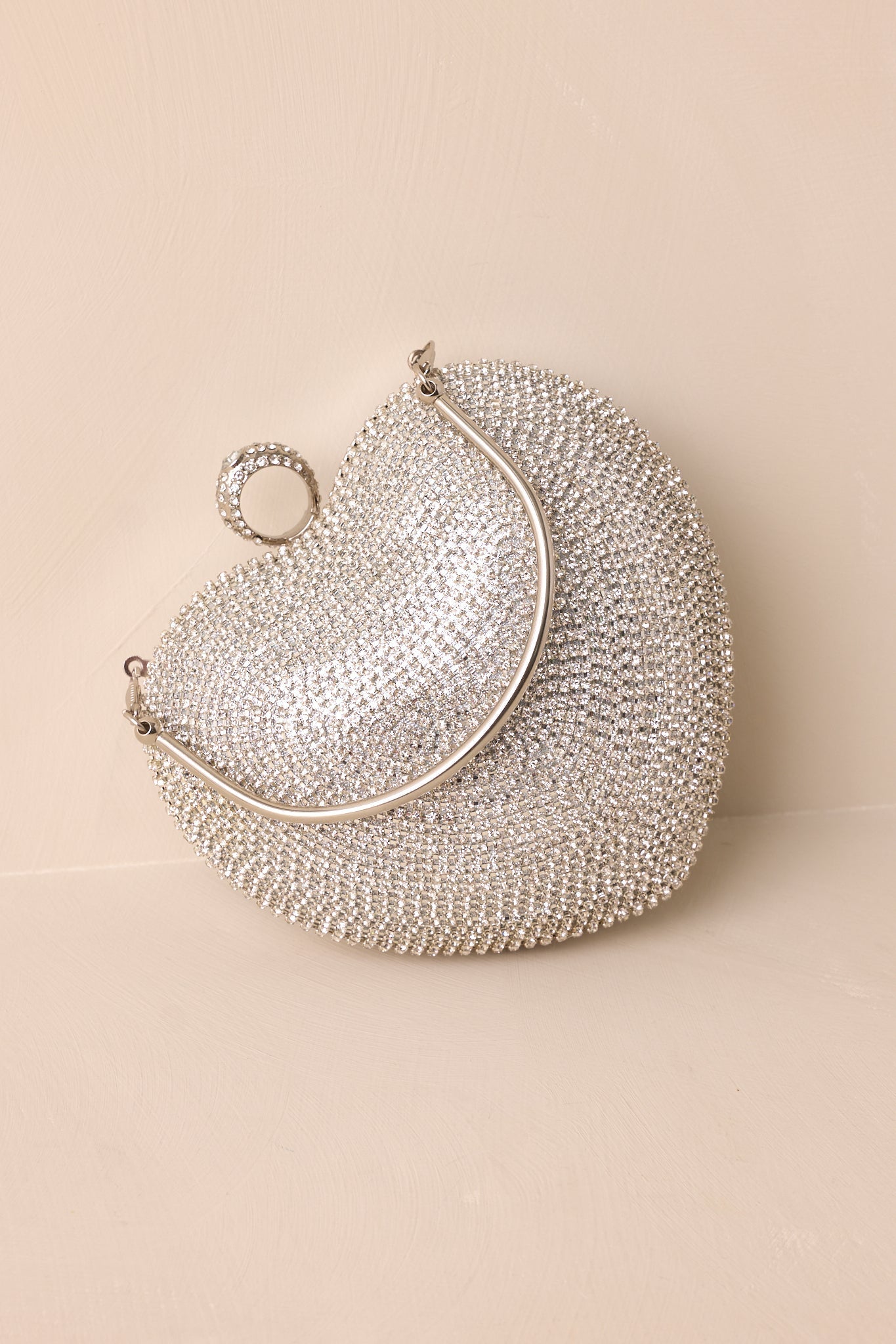 The Heart?s Haven Silver Rhinestone Heart Clutch