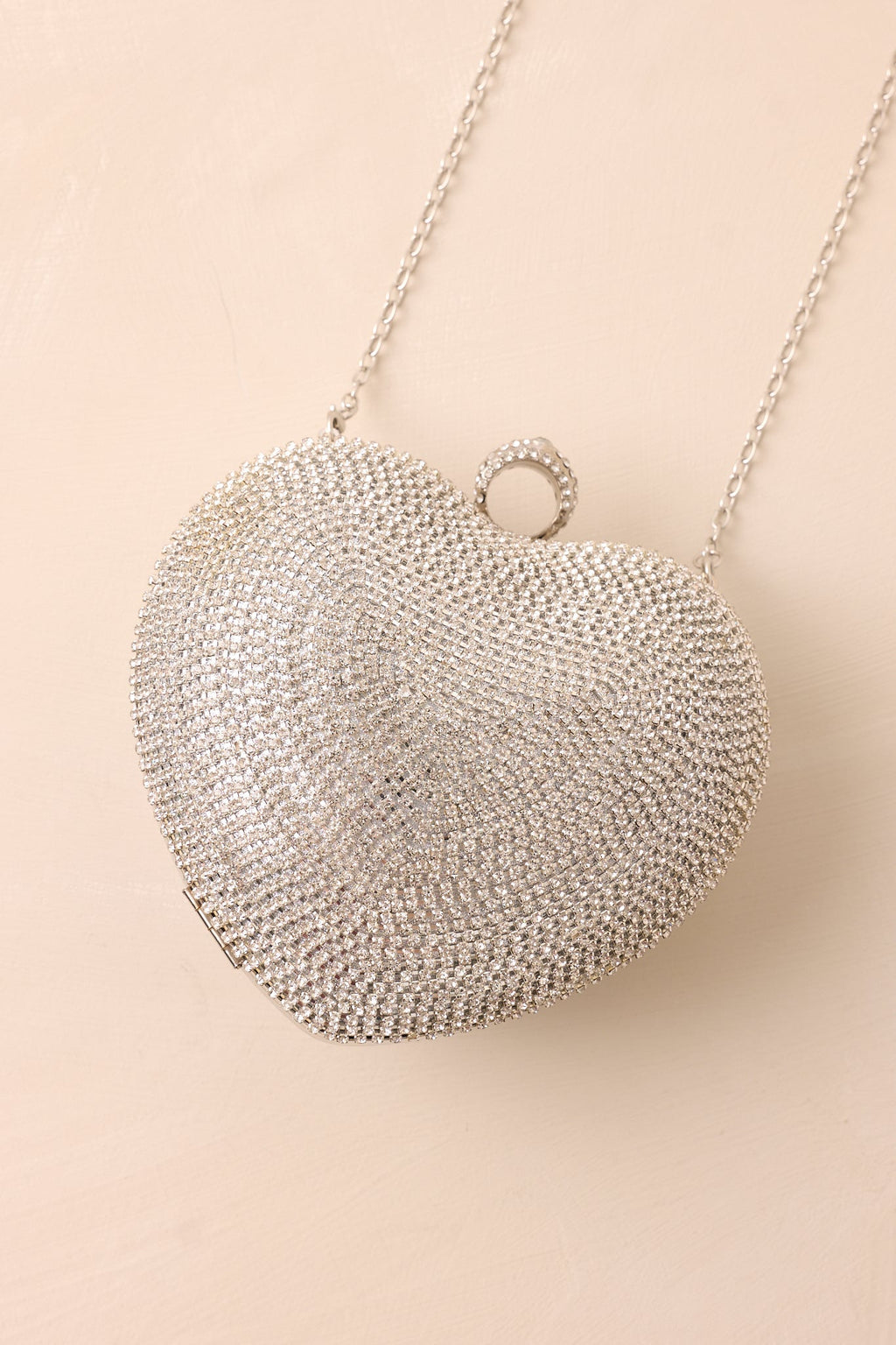 The Heart?s Haven Silver Rhinestone Heart Clutch