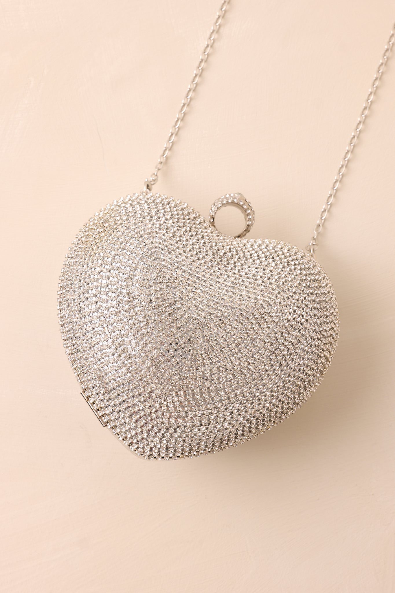 The Heart?s Haven Silver Rhinestone Heart Clutch