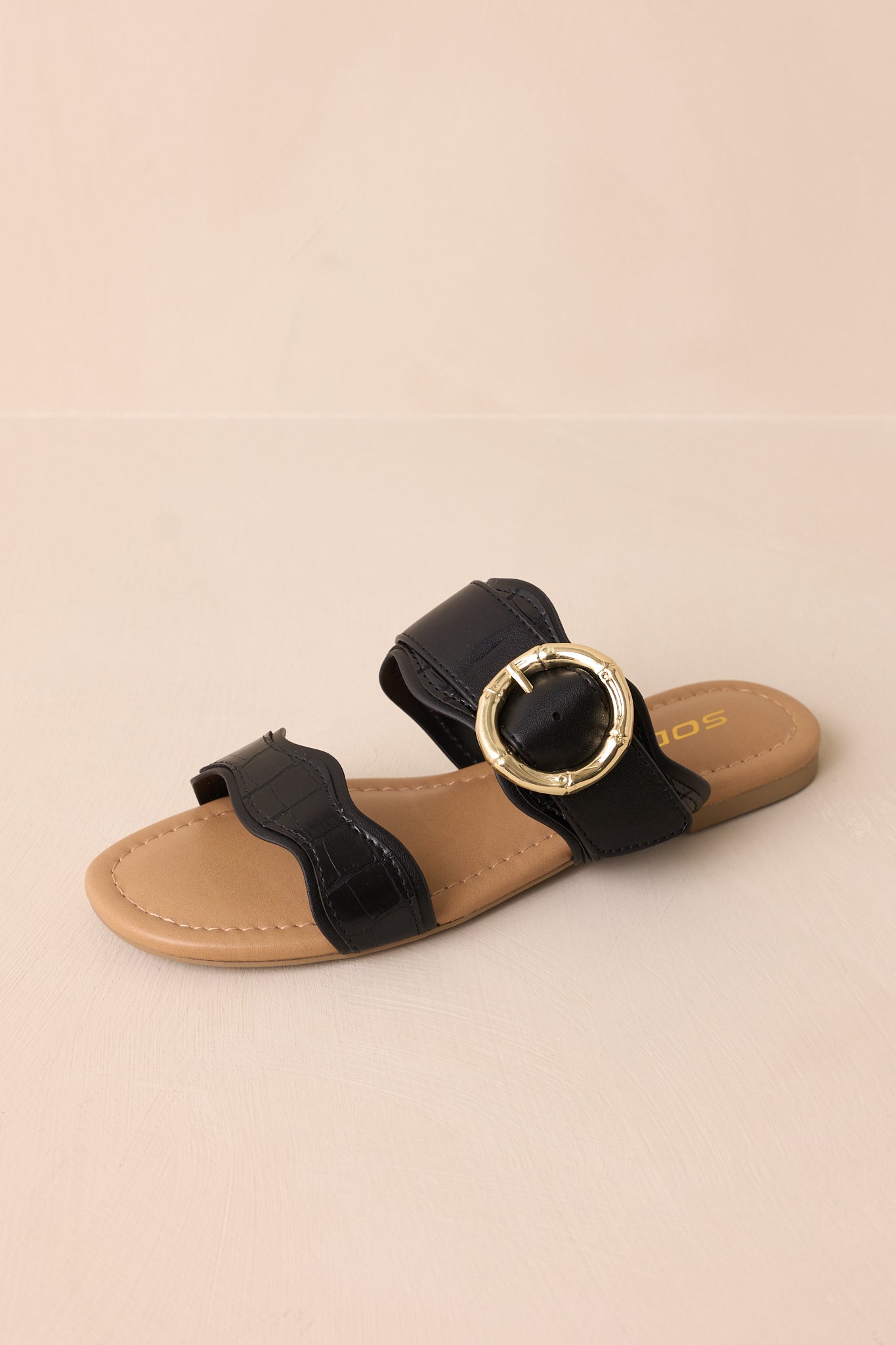 Waves Of My Heart Black Crocodile Sandals