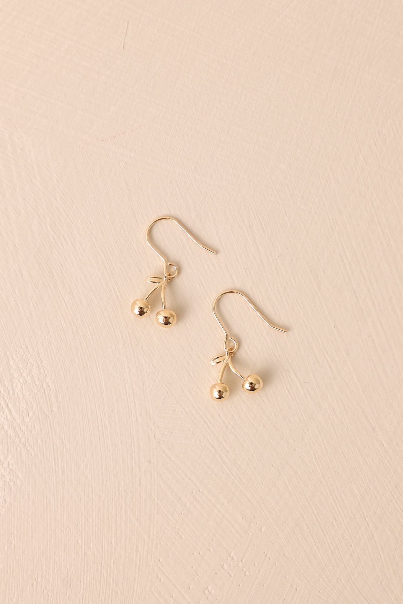 Hand Picked Gold Cherry Charm Earrings