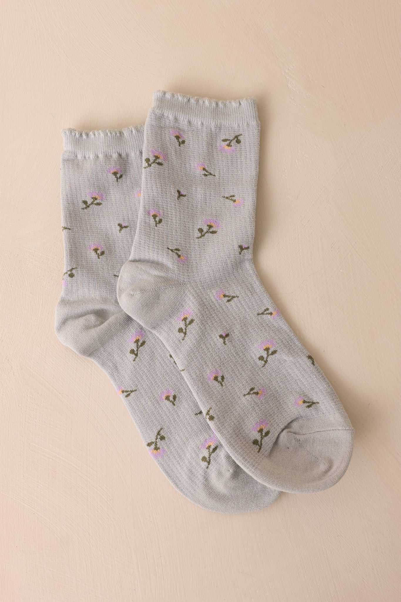 The Roselit Mirror Blue Floral Crew Socks