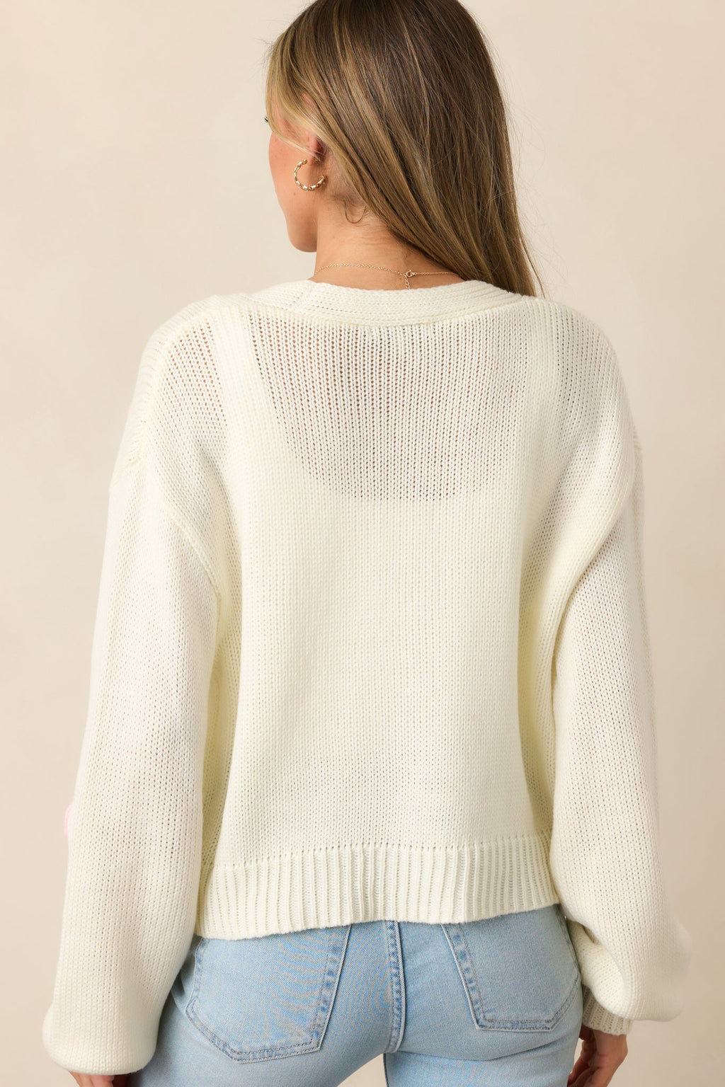 Strawberry Bliss Ivory Knit Button Front Cardigan