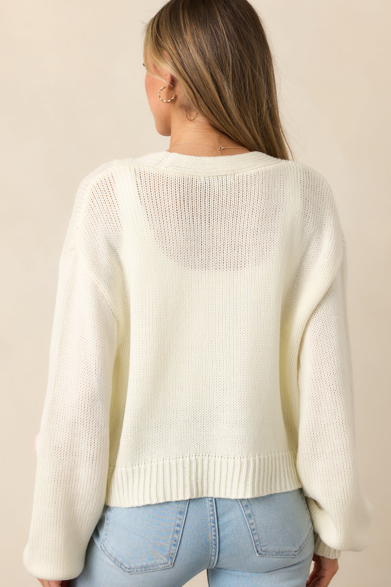 Strawberry Bliss Ivory Knit Button Front Cardigan