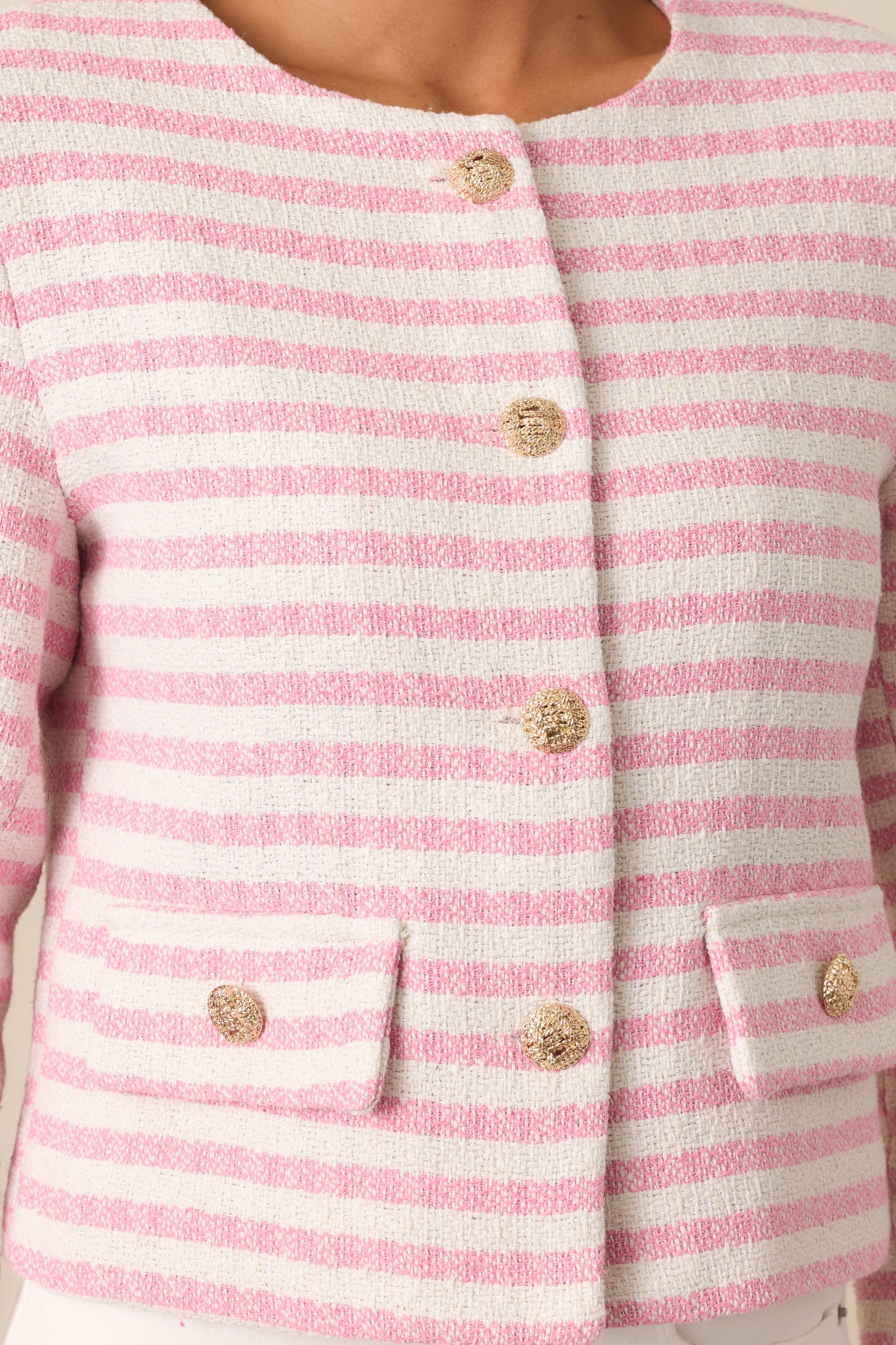 Gallery Opening Pink Stripe Tweed Jacket