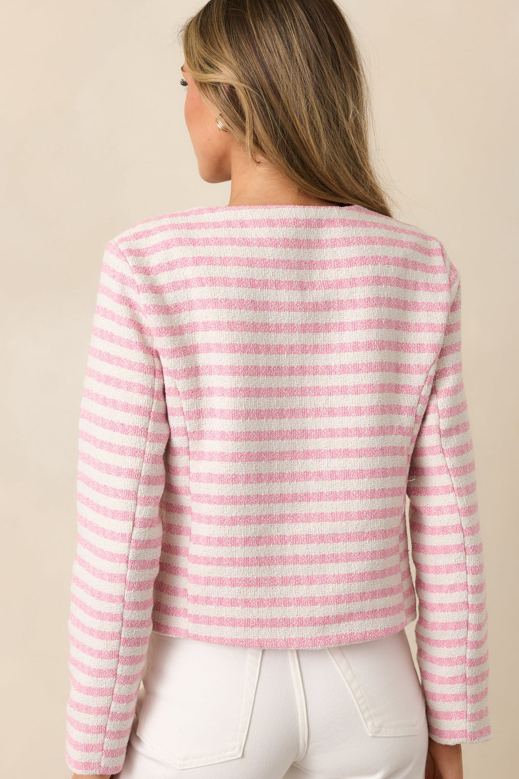 Gallery Opening Pink Stripe Tweed Jacket
