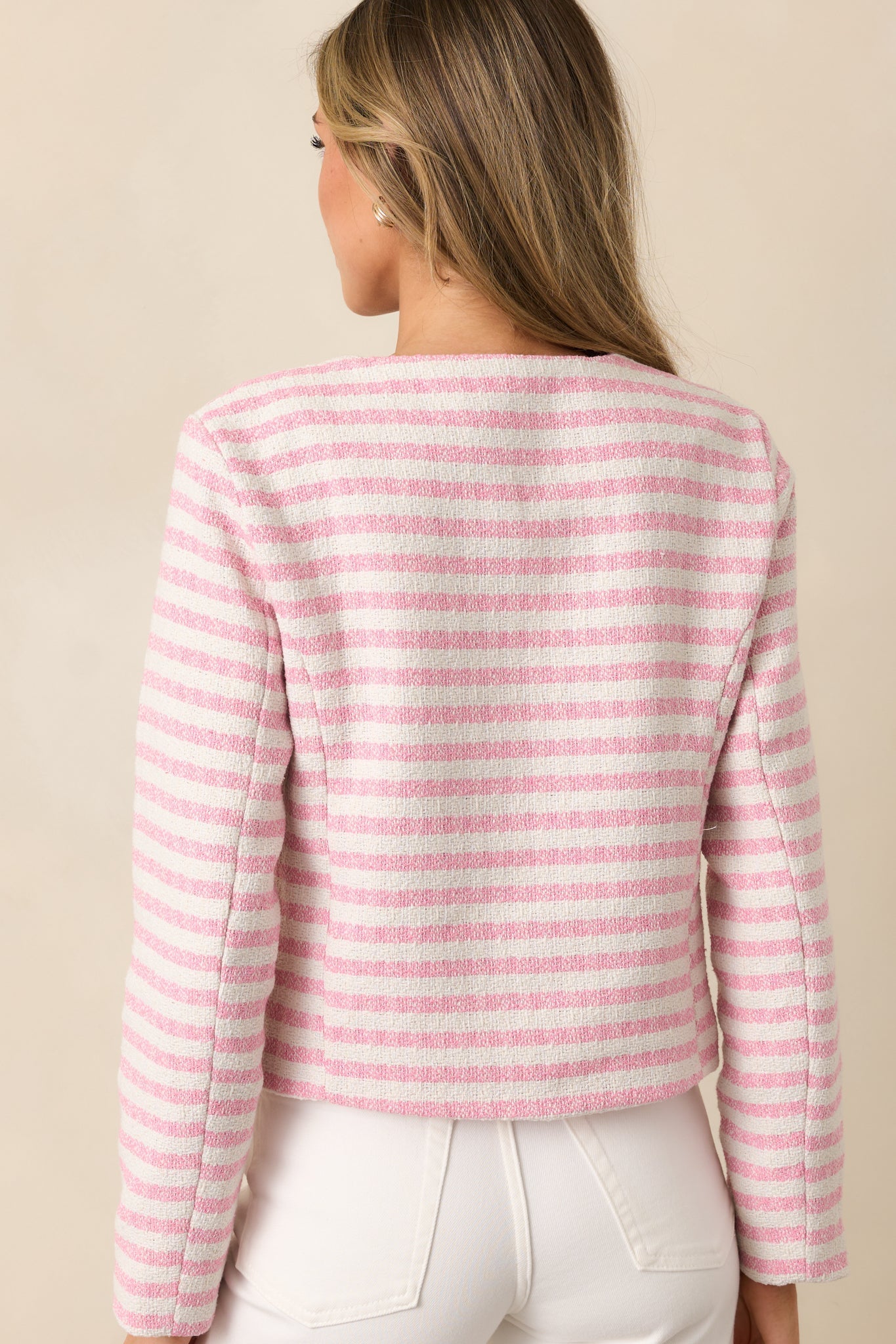 Gallery Opening Pink Stripe Tweed Jacket