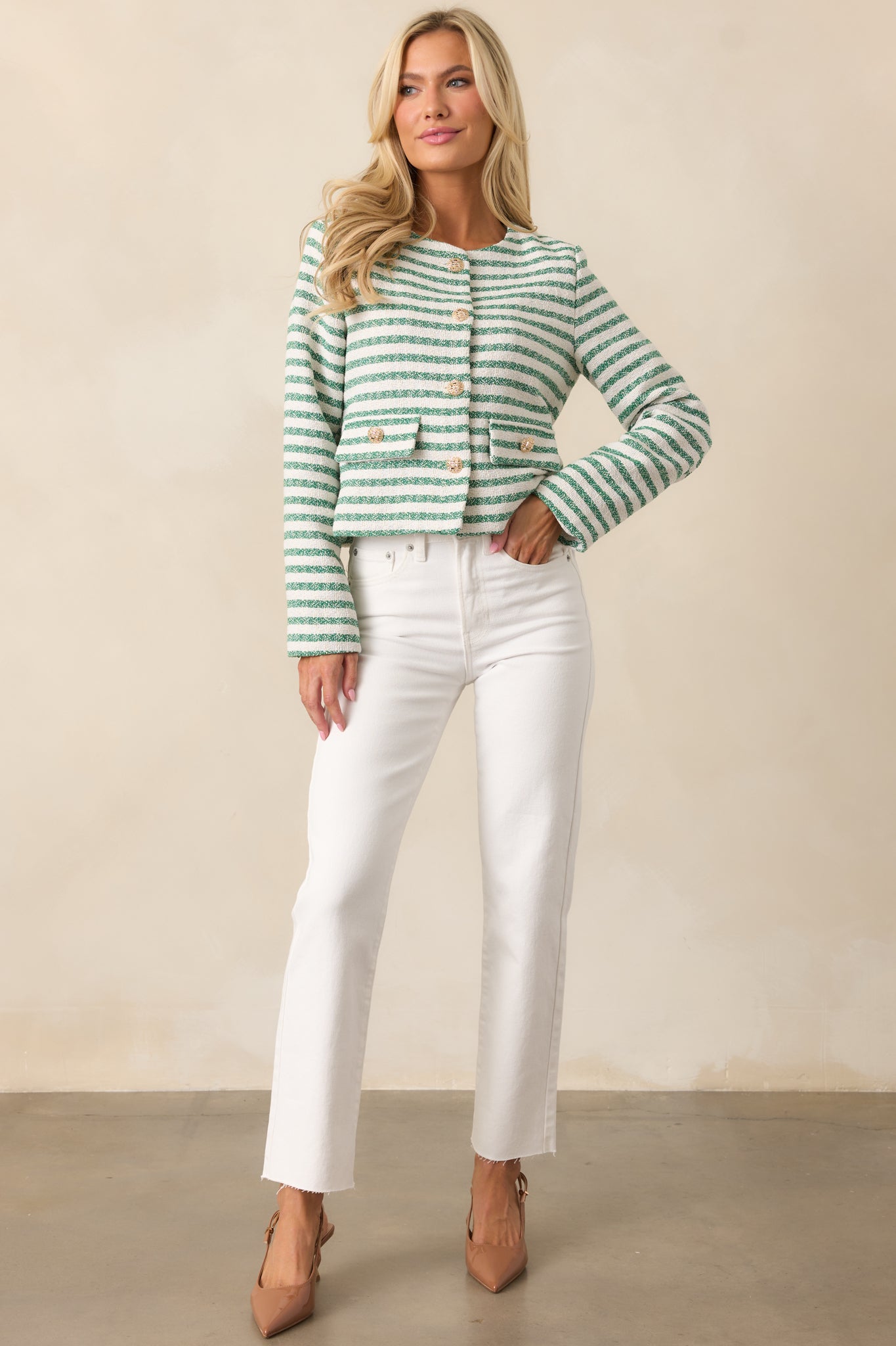 Gallery Opening Green Stripe Tweed Jacket