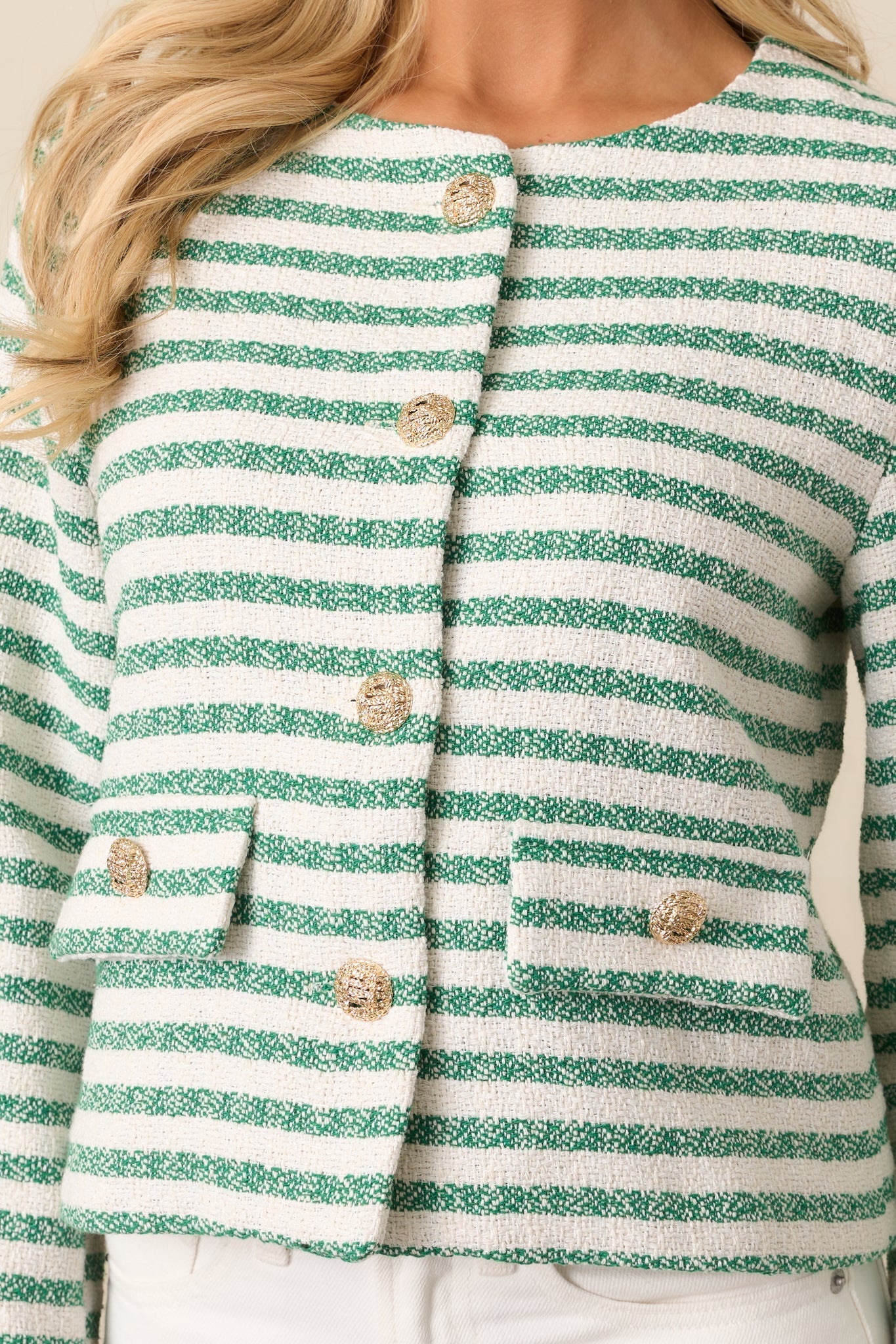 Gallery Opening Green Stripe Tweed Jacket