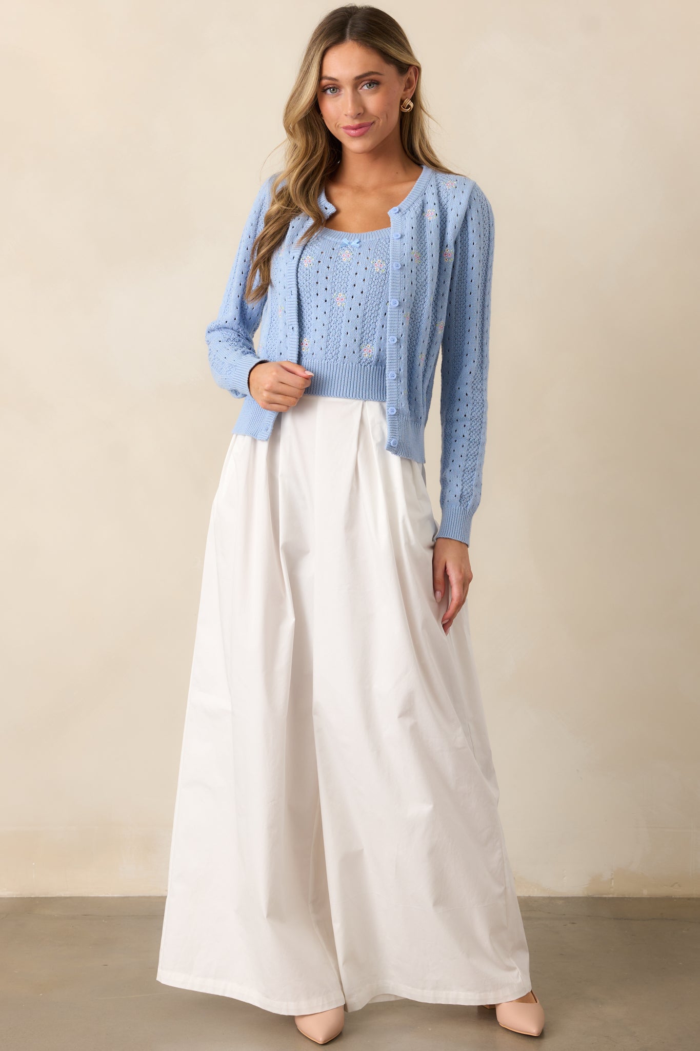 Everyday Bliss Cotton White Wide Leg Pants