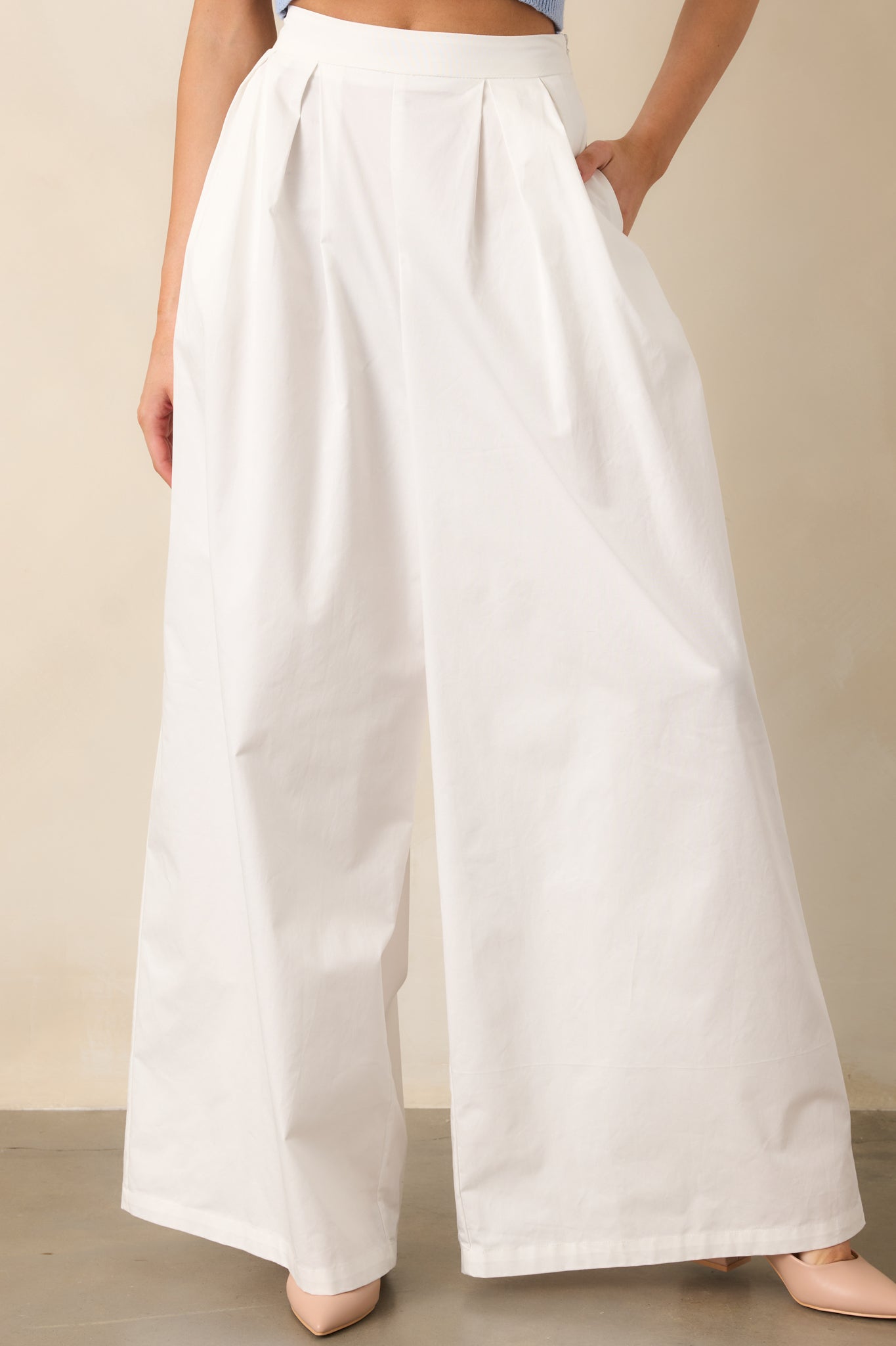 Everyday Bliss Cotton White Wide Leg Pants