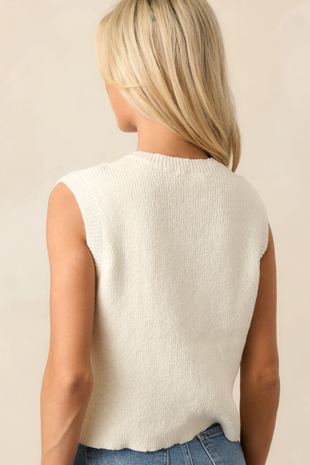 Sands Of Life Ivory Button Front Knit Sweater Vest