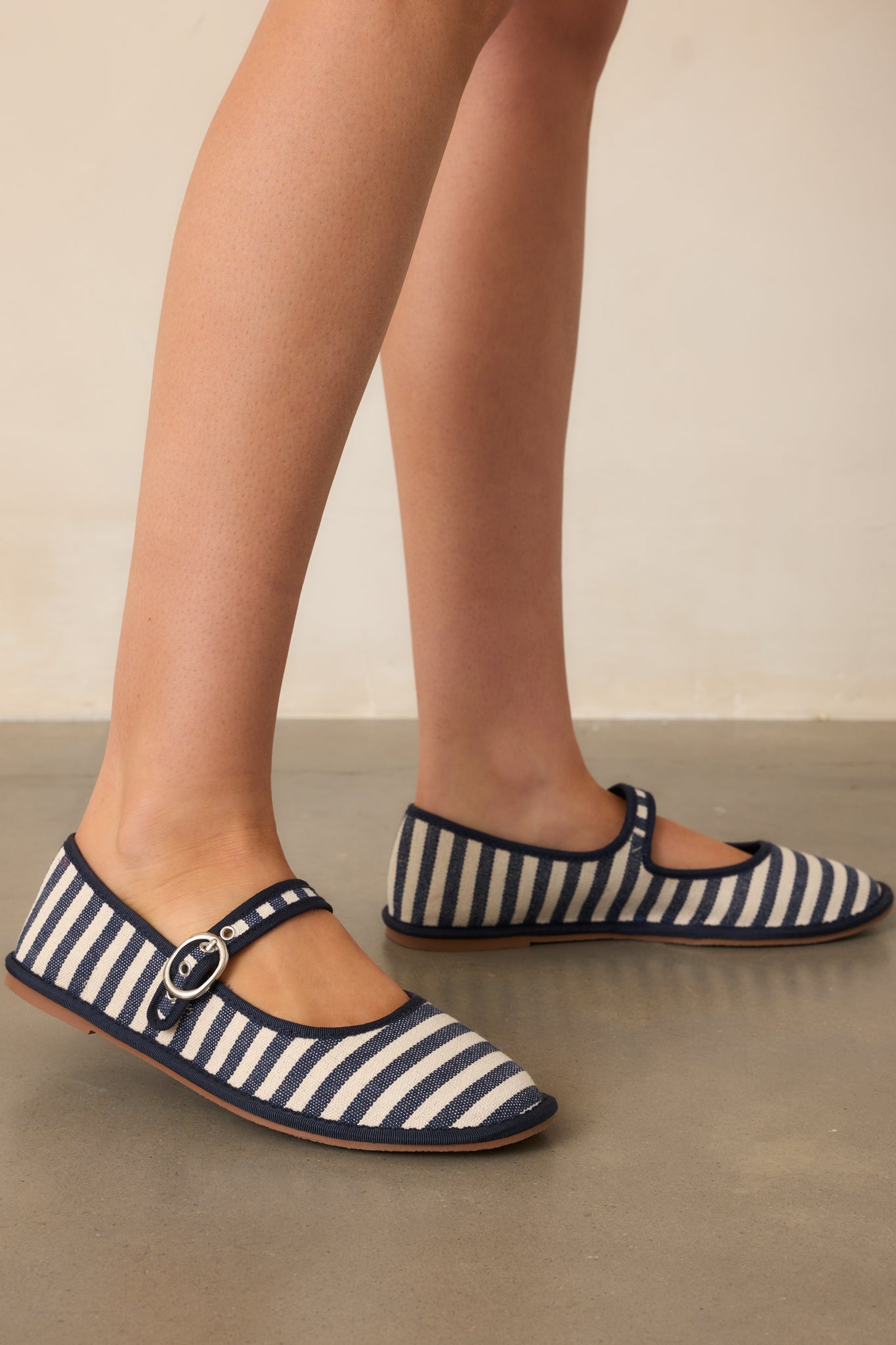 Saltwater Stroll Navy Stripe Mary Jane Flats