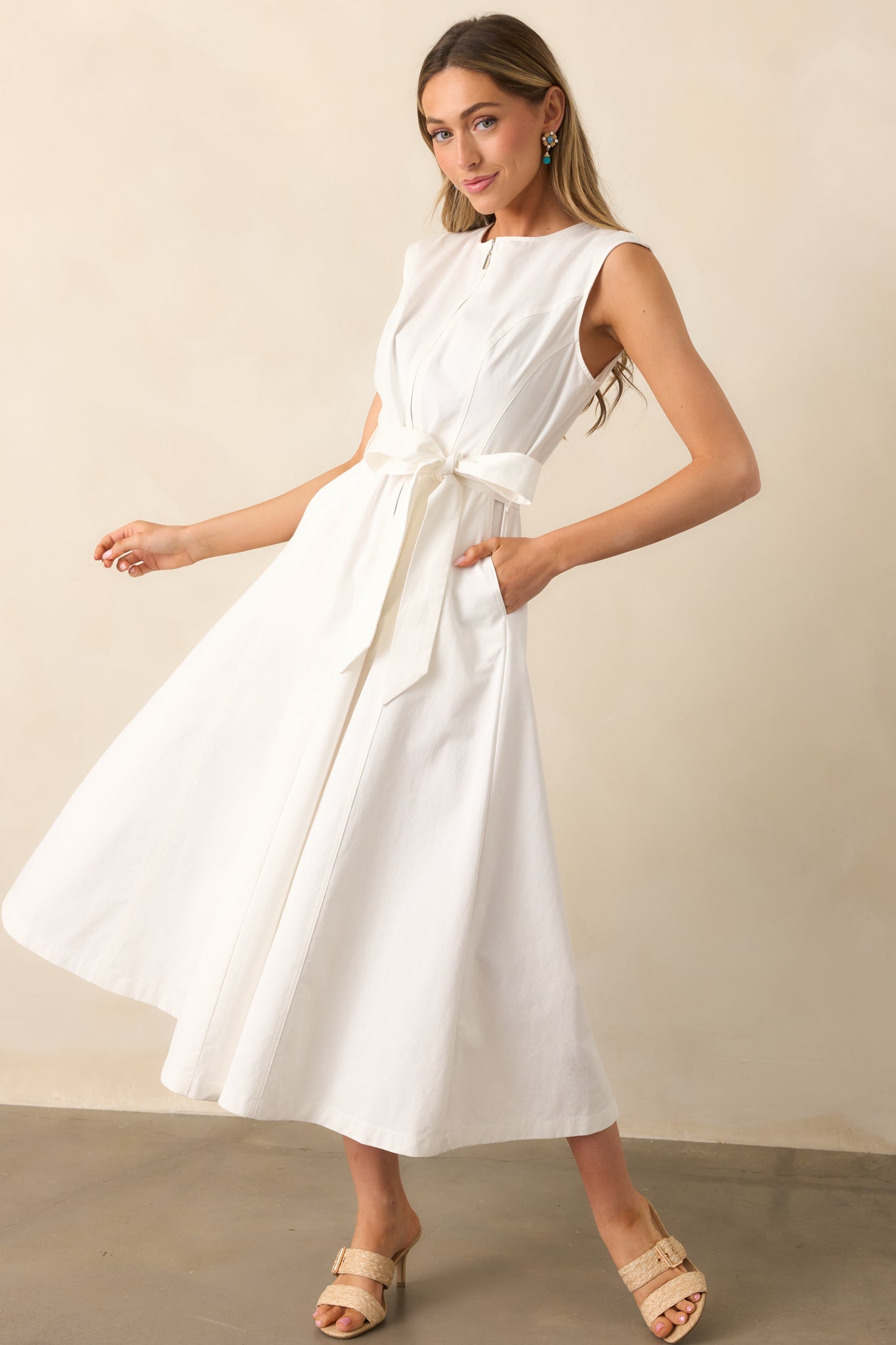 Lily Petal White Denim Zip Up Maxi Dress