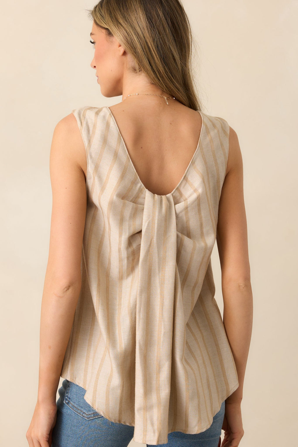 Moments Like This Beige Stripe Sleeveless Top
