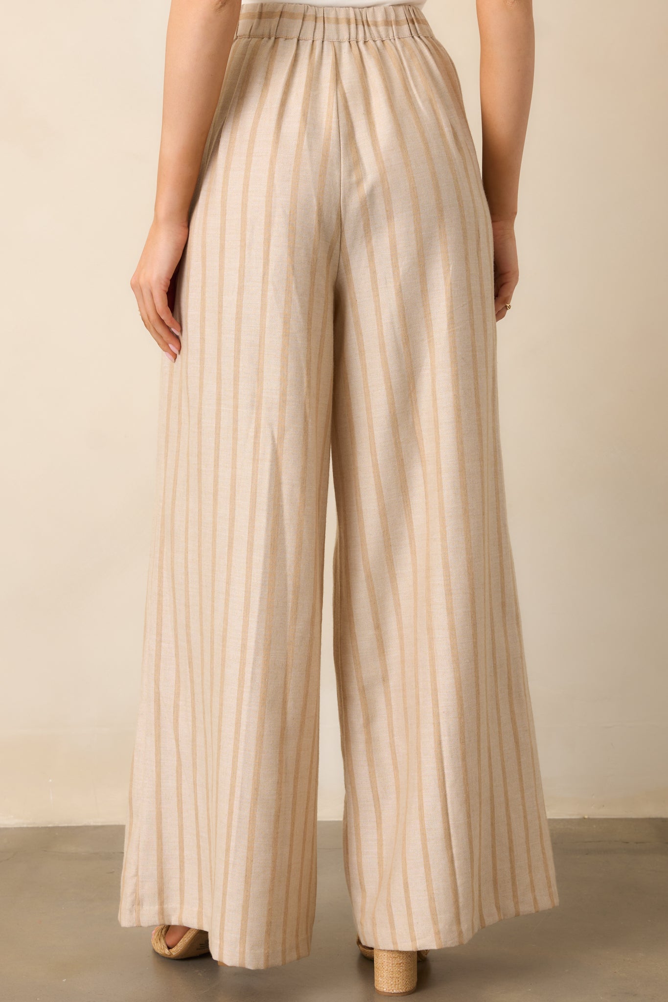 Something Simple Beige Stripe Wide Leg Pants