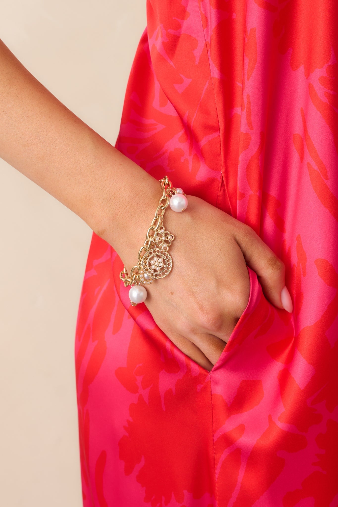 As The Night Goes On Gold Charm Bracelet