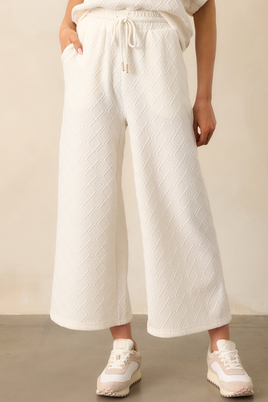 Stay Active Ivory Textured Drawstring Pants