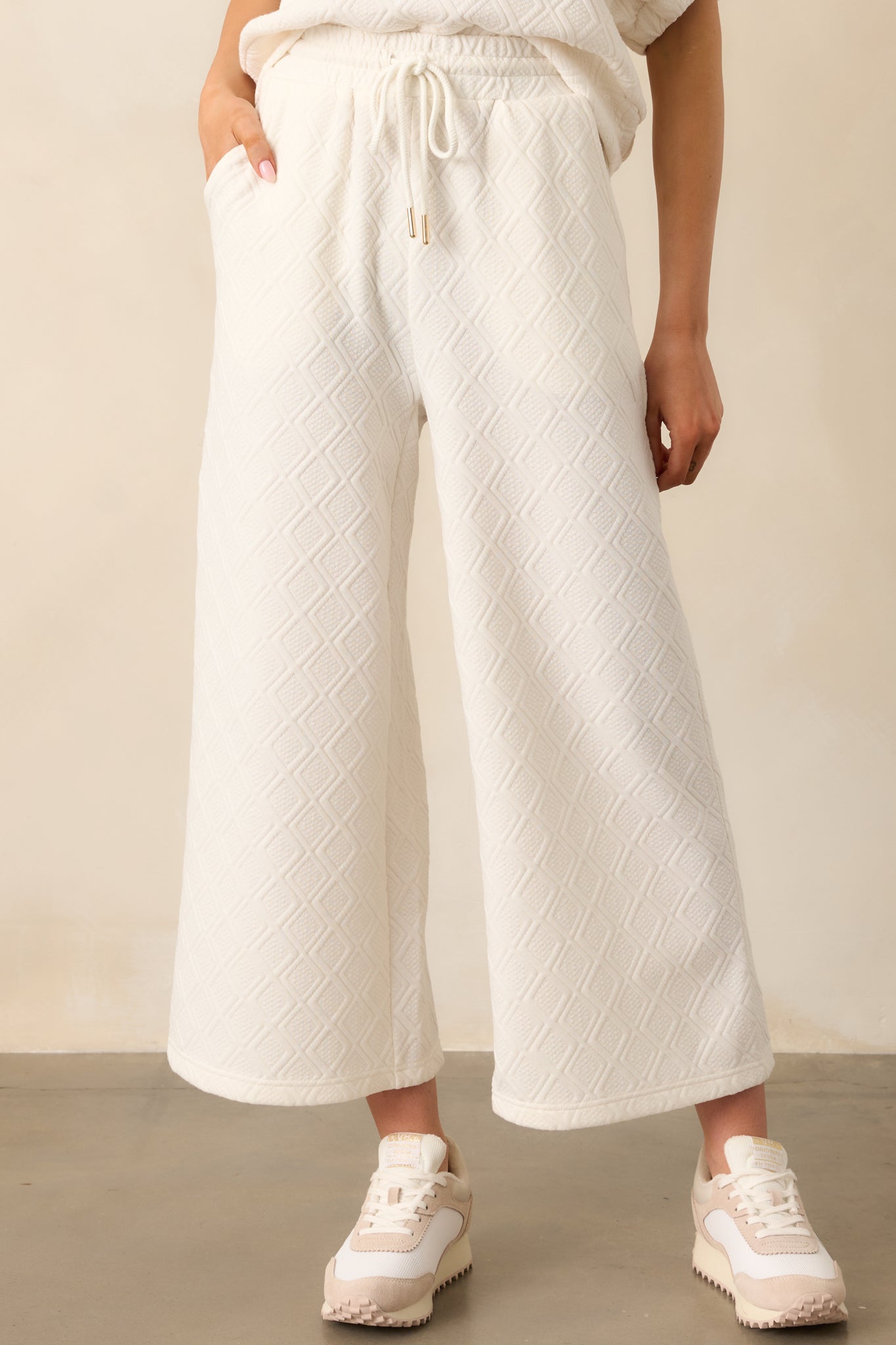 Stay Active Ivory Textured Drawstring Pants