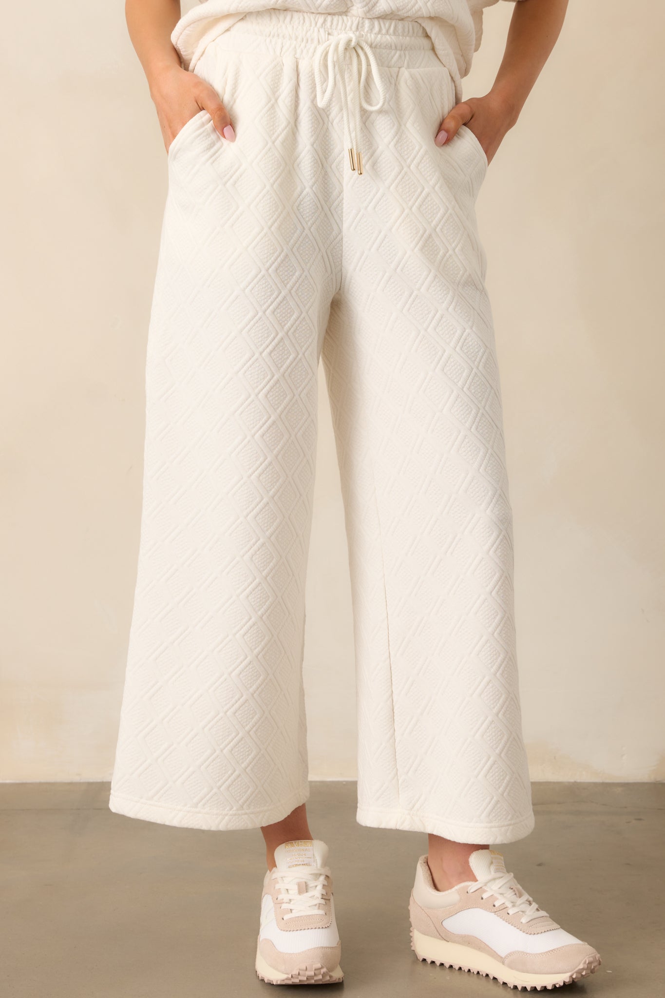 Stay Active Ivory Textured Drawstring Pants