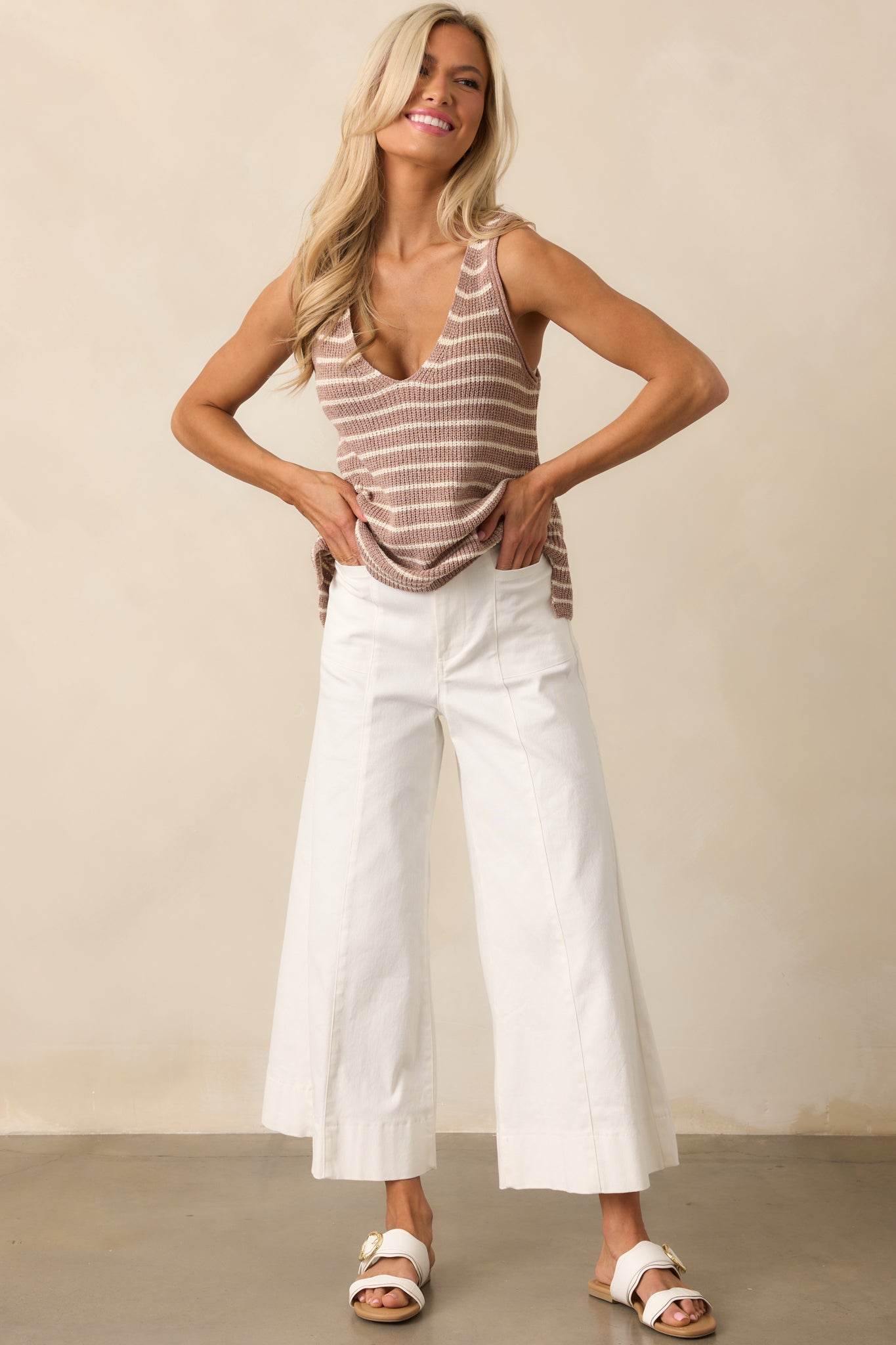Navigating Life Ivory Denim Palazzo Jeans