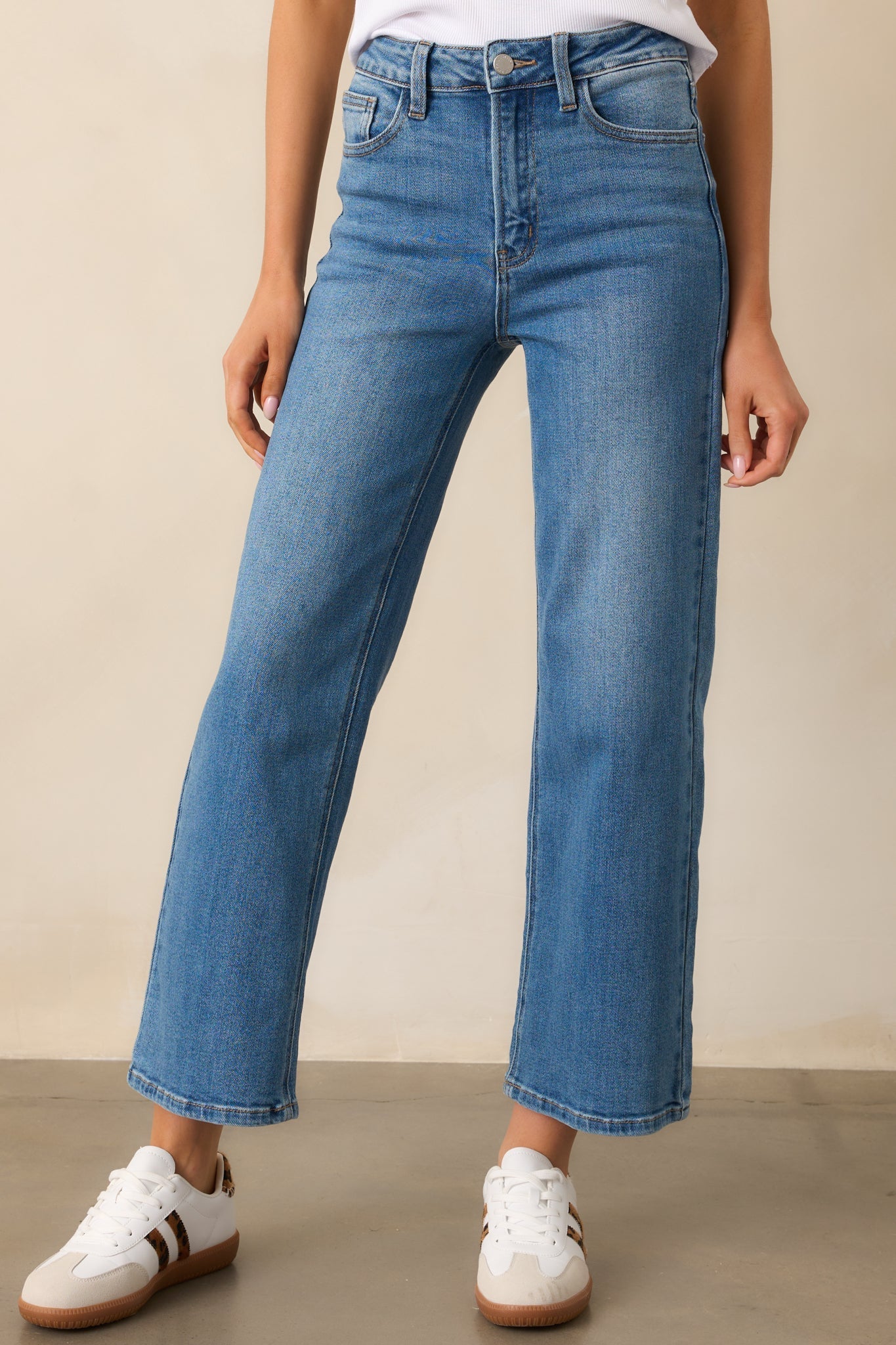 Into The Clouds Medium Wash Cropped Wide Leg Jeans