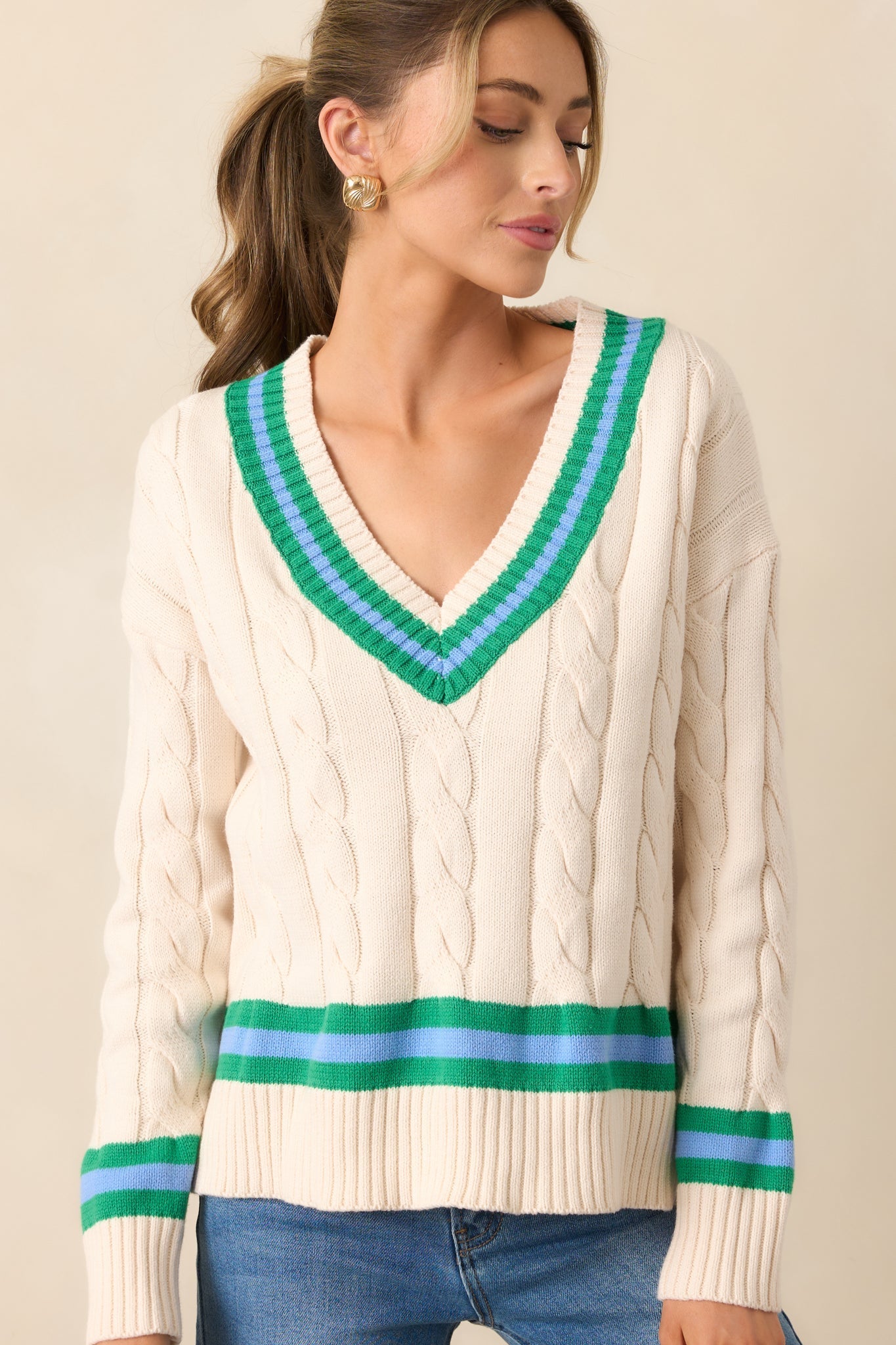On My Own Time Oversized Ivory Cable Knit Sweater