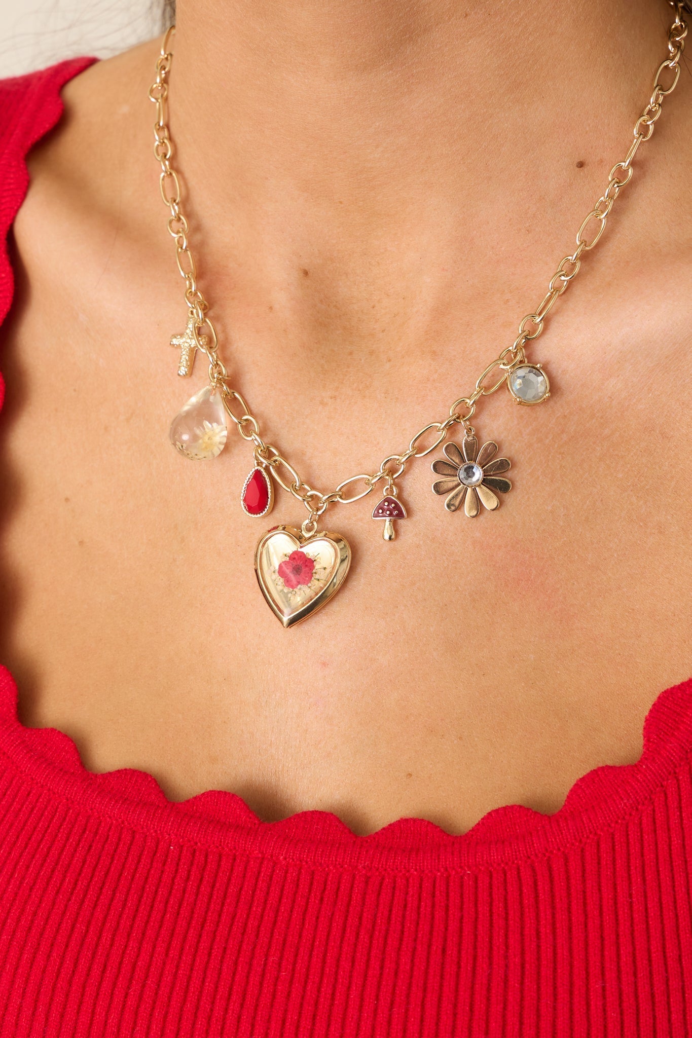 Dainty Lights Gold Heart Charm Necklace