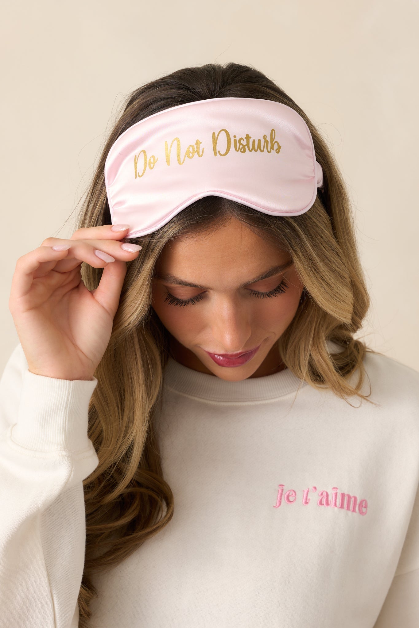 Do Not Disturb Light Pink Satin Eye Mask