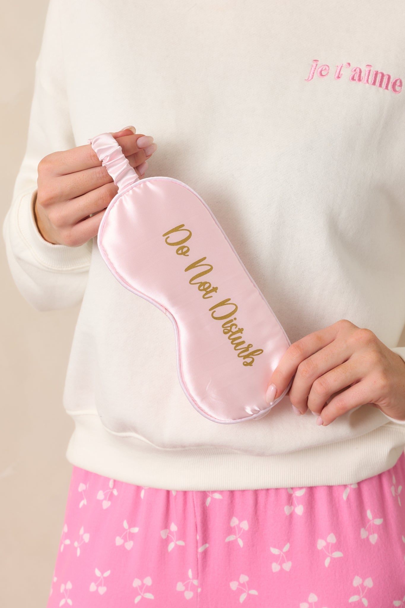 Do Not Disturb Light Pink Satin Eye Mask