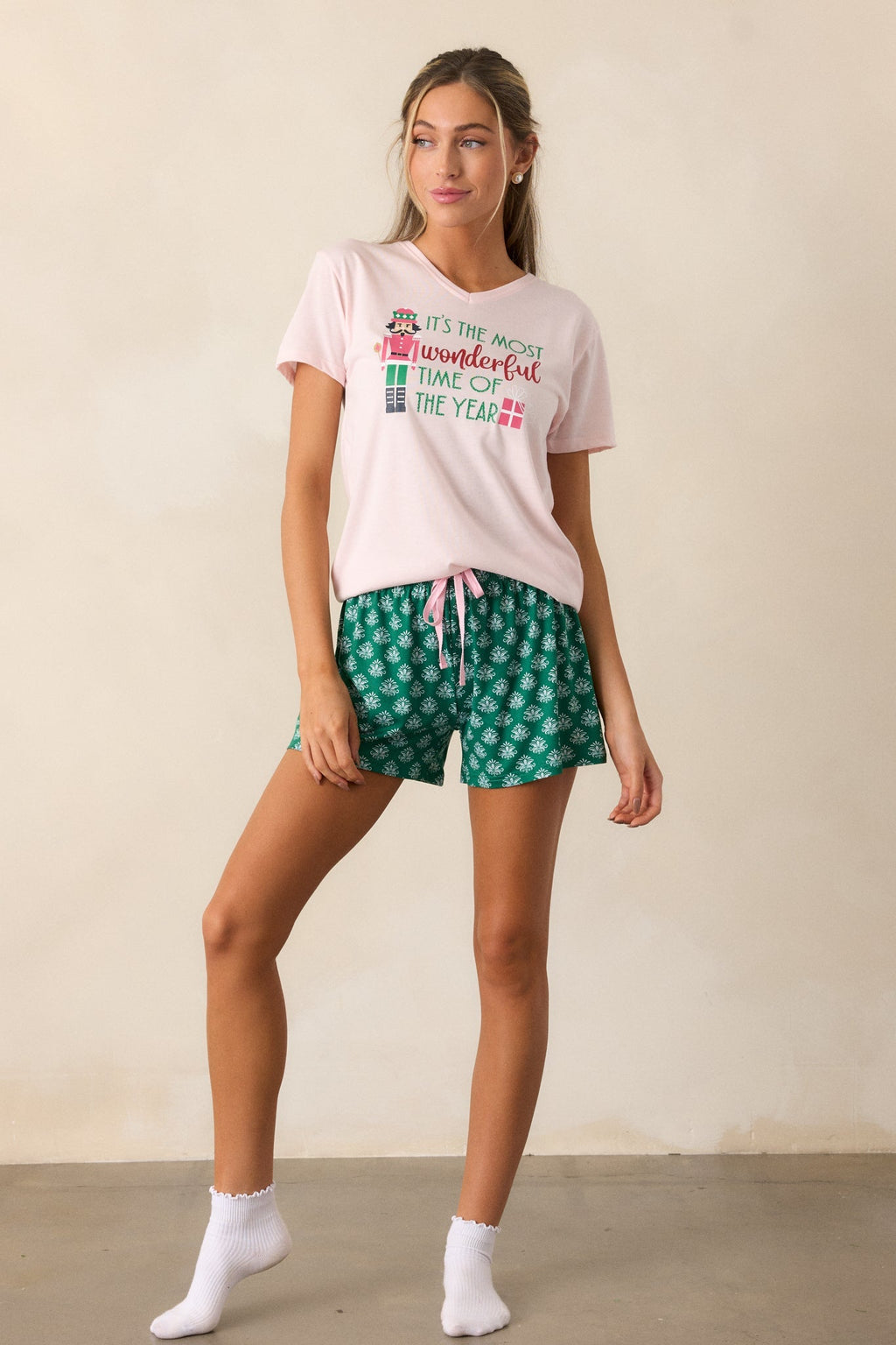 Dreamy Detours Green Fleur De Lis Pajama Shorts
