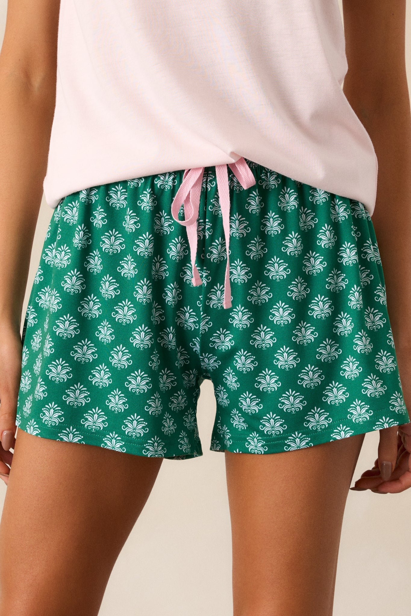 Dreamy Detours Green Fleur De Lis Pajama Shorts
