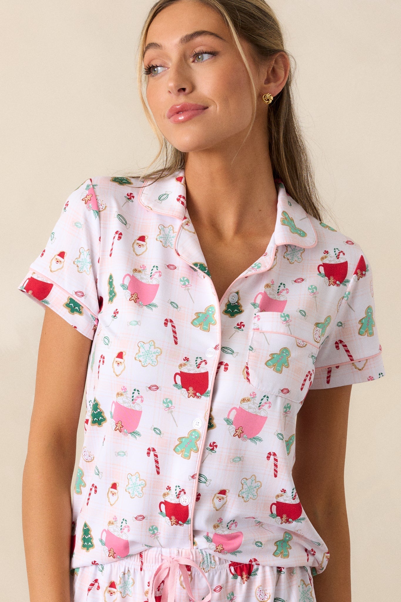 Peppermint Cocoa Bliss Ivory Pajama Top
