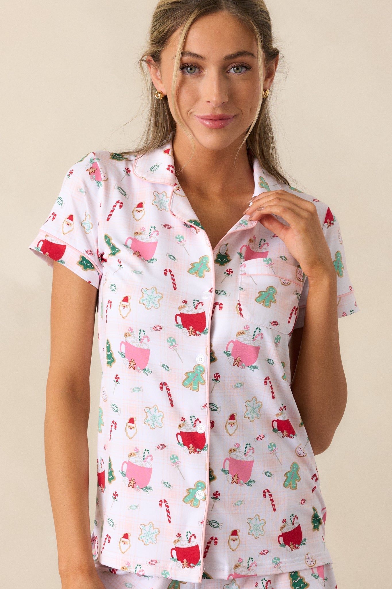 Peppermint Cocoa Bliss Ivory Pajama Top