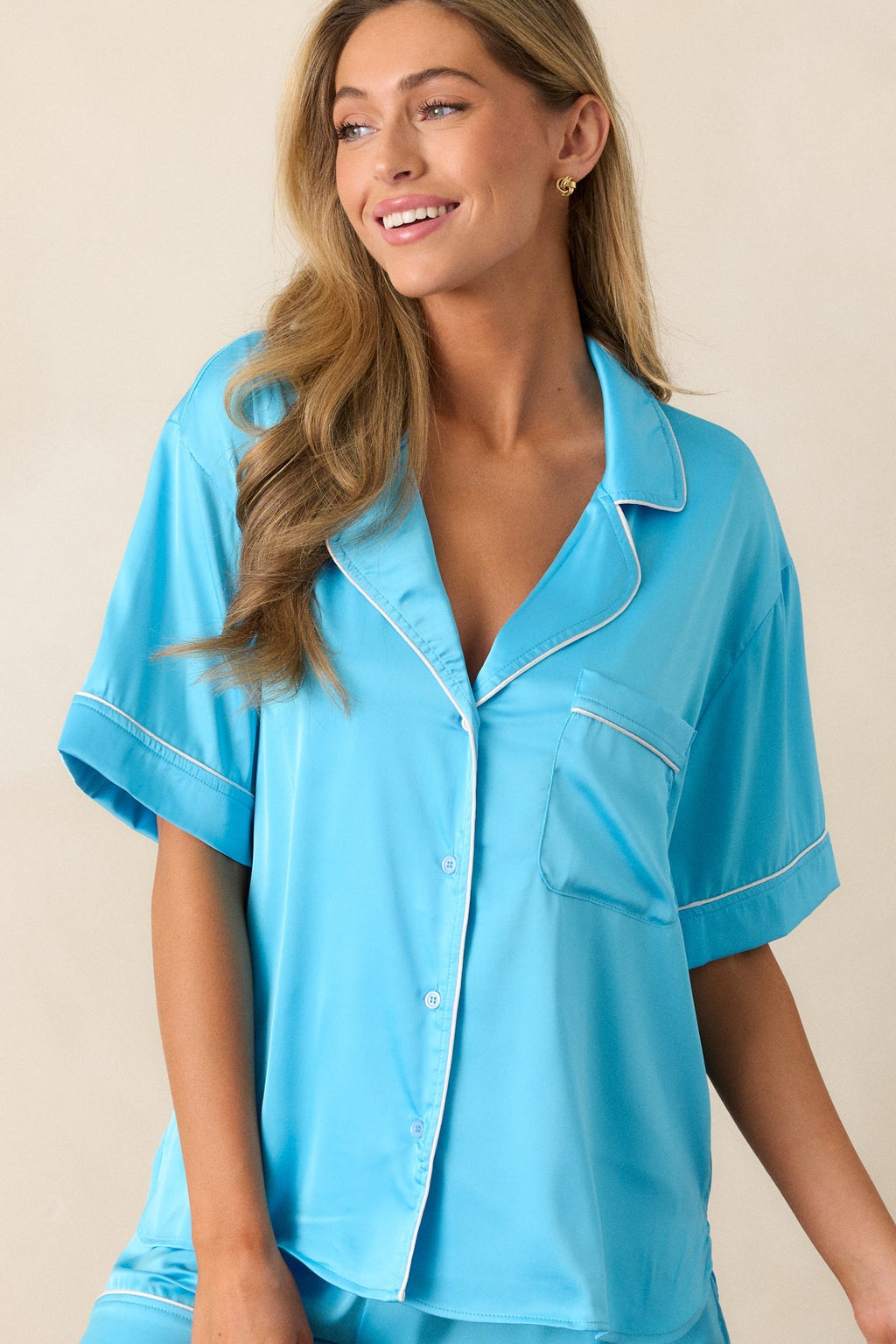 Midnight Merriment Sky Blue Pajama Top