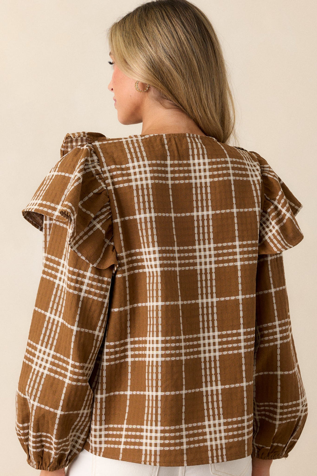 Mellow Moments Cotton Mocha Flutter Sleeve Blouse