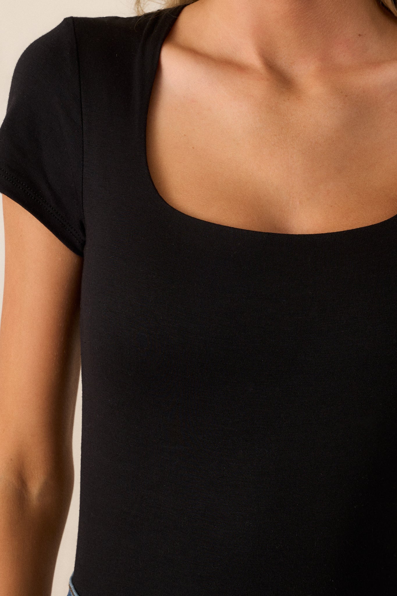 Morning Light Black Short Sleeve Bodysuit