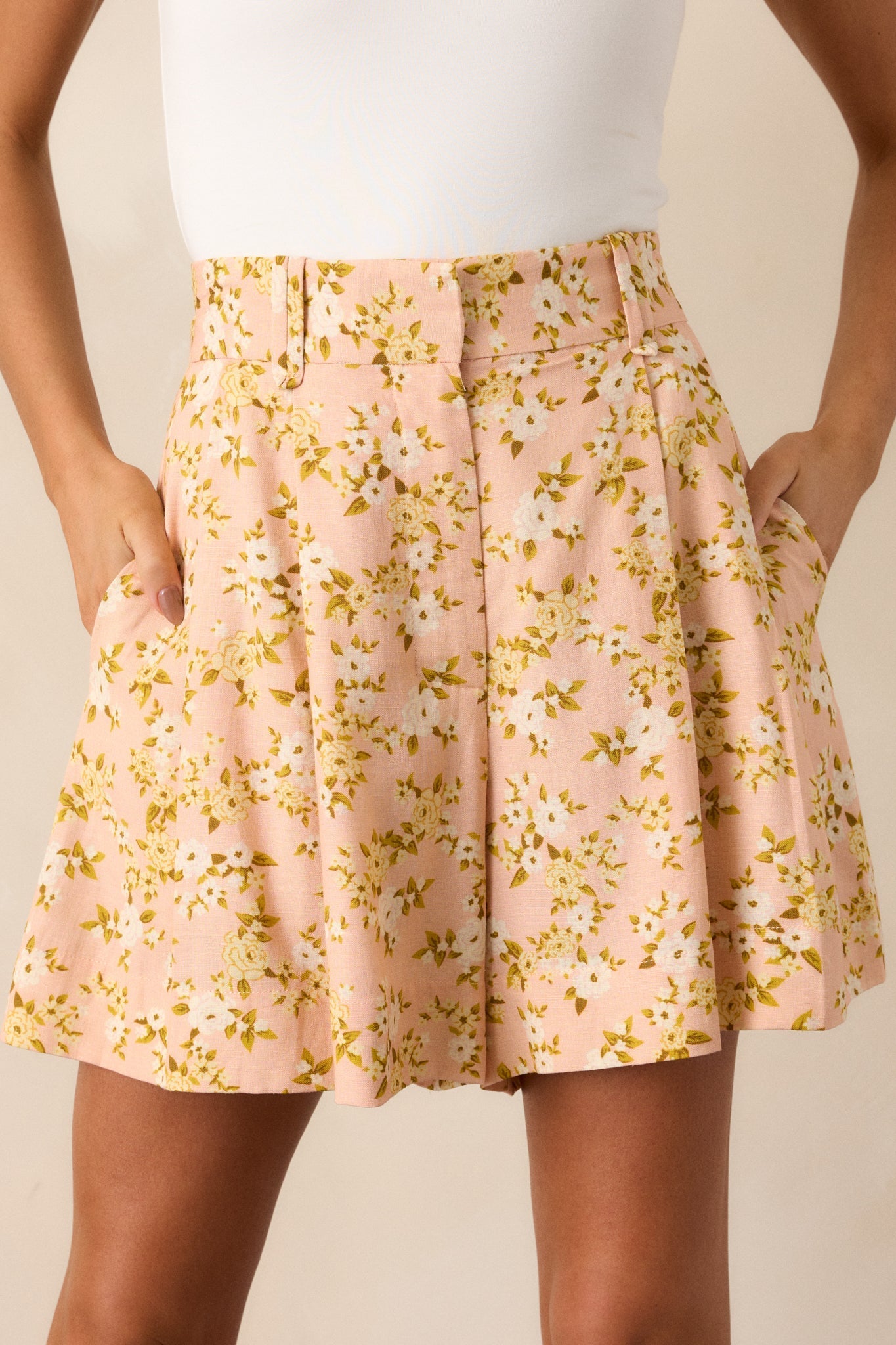 Sweet As Berries Pink Floral Tailored Shorts