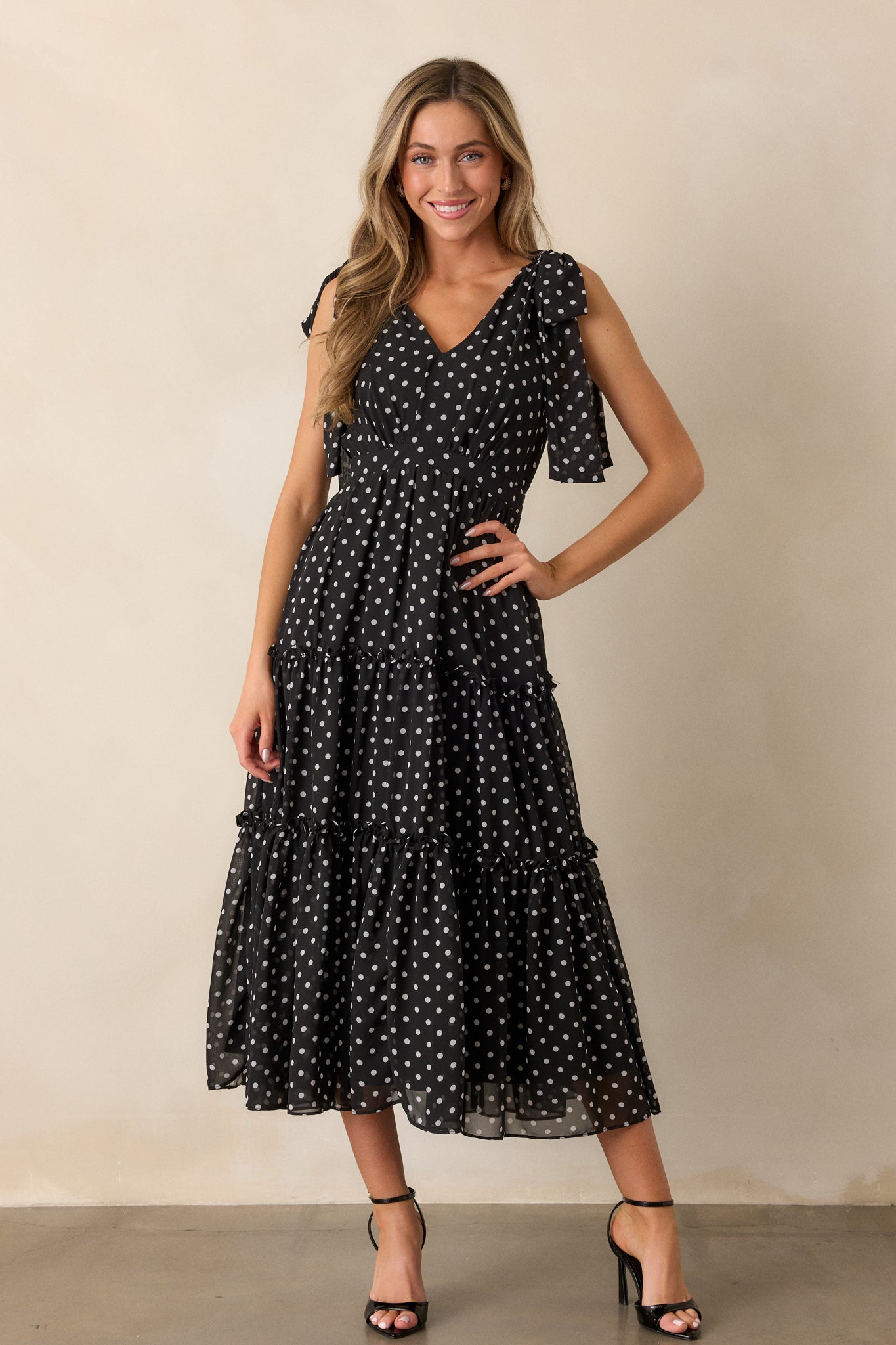 Savor The Moment Black Polka Dot Maxi Dress