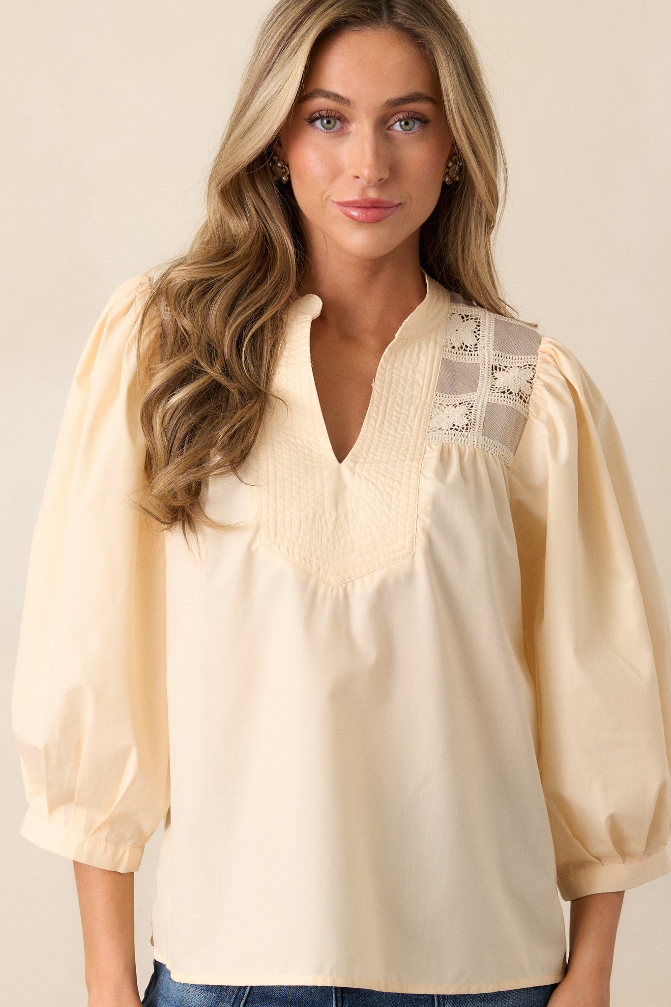 Days That Fade Almond Puff Sleeve Blouse
