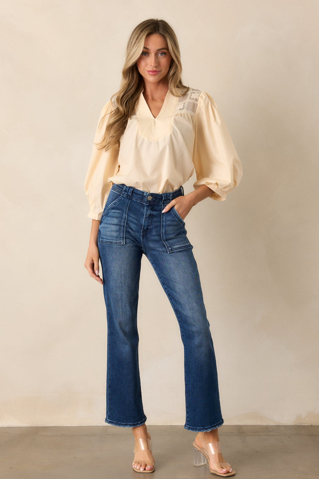 Days That Fade Almond Puff Sleeve Blouse