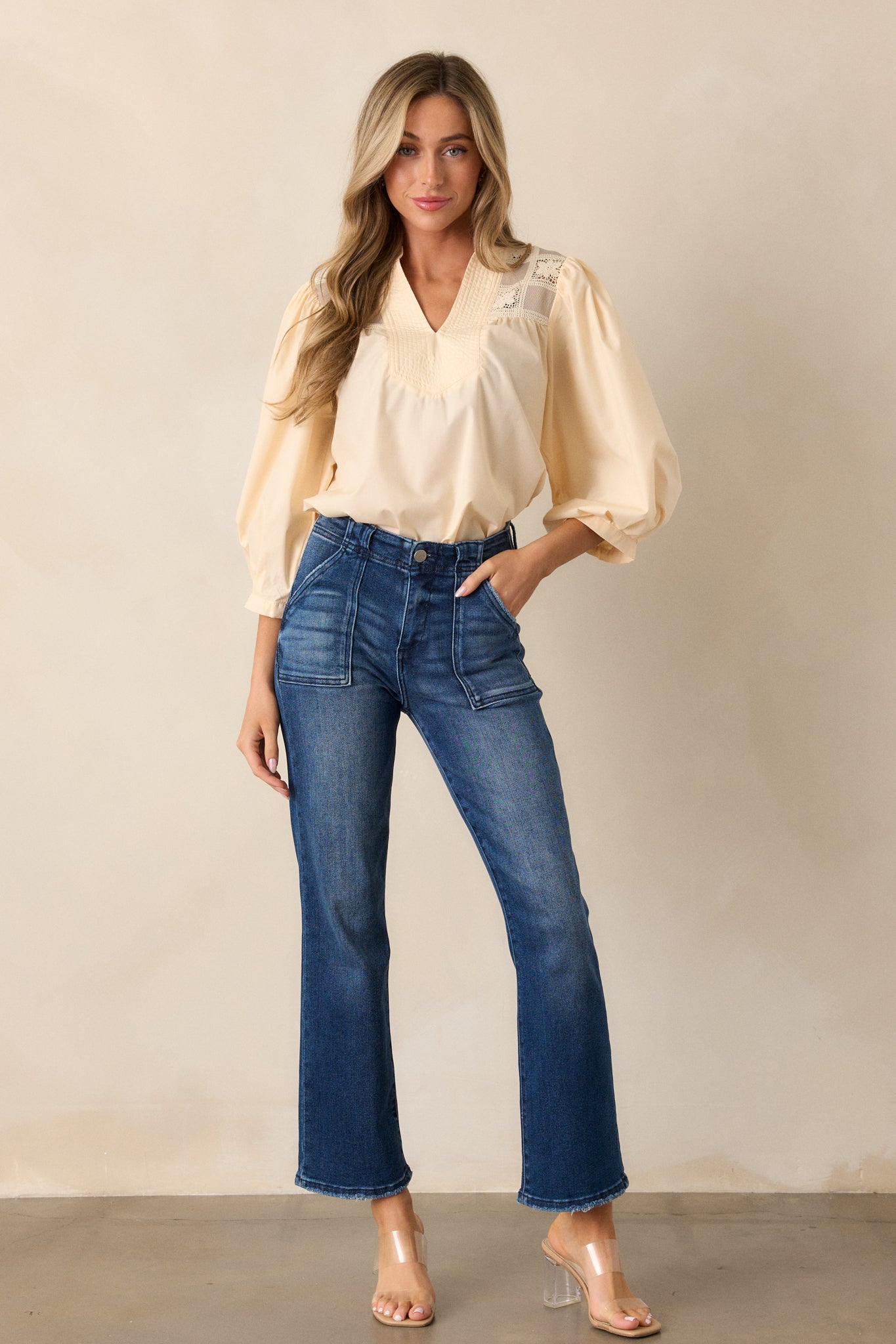 Days That Fade Almond Puff Sleeve Blouse