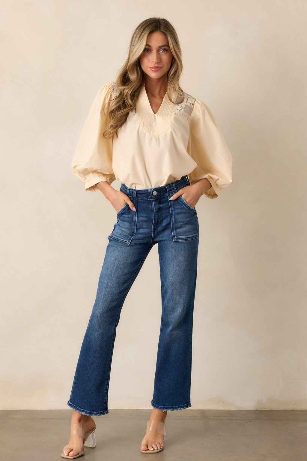 Days That Fade Almond Puff Sleeve Blouse