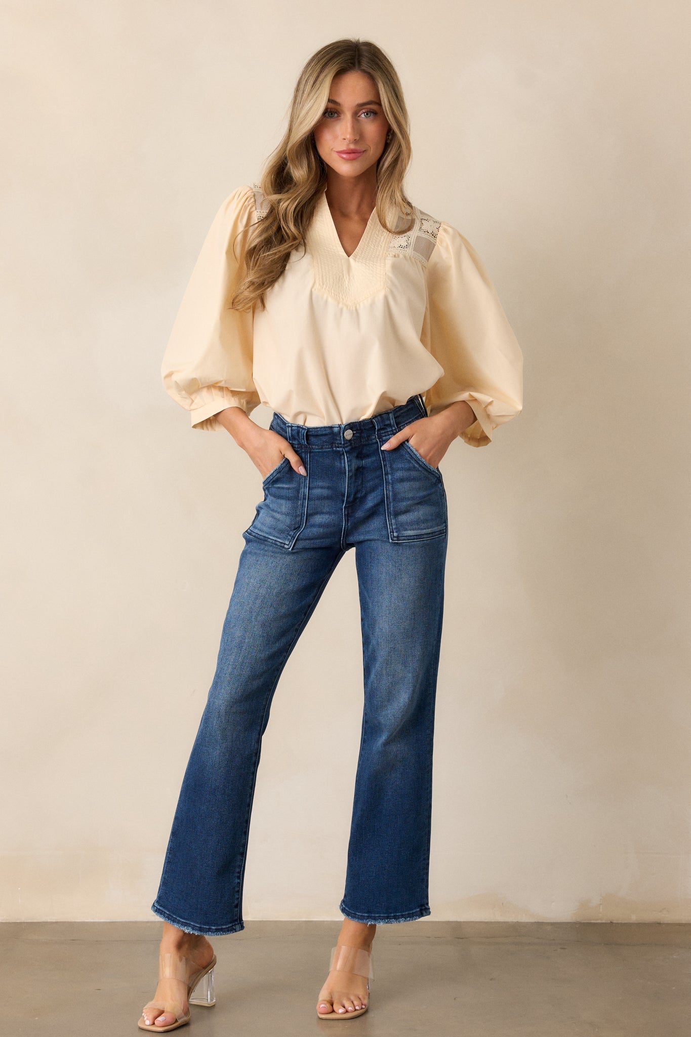 Days That Fade Almond Puff Sleeve Blouse