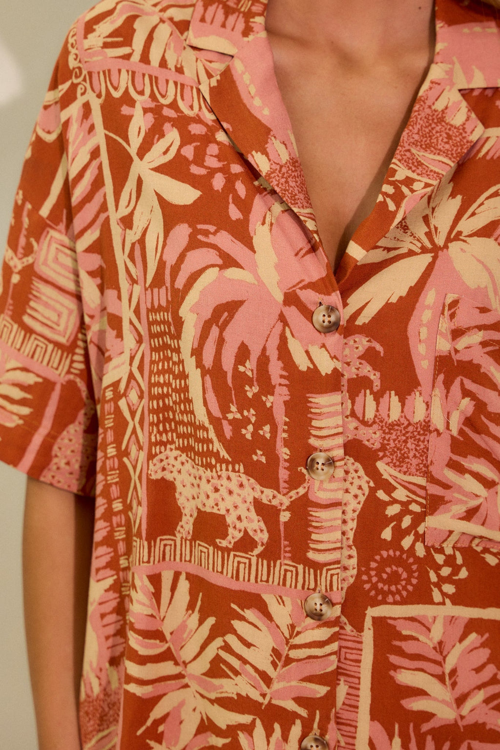 To The Coast Sienna Rose Tropical Print Top