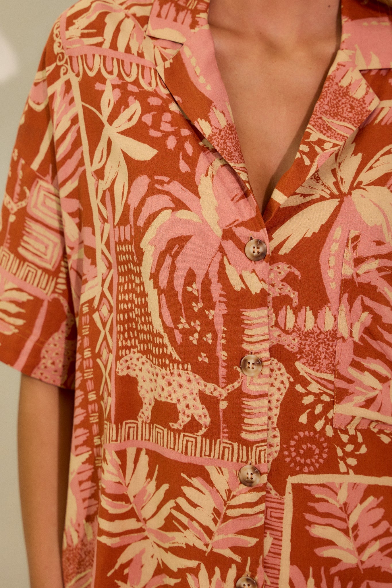 To The Coast Sienna Rose Tropical Print Top