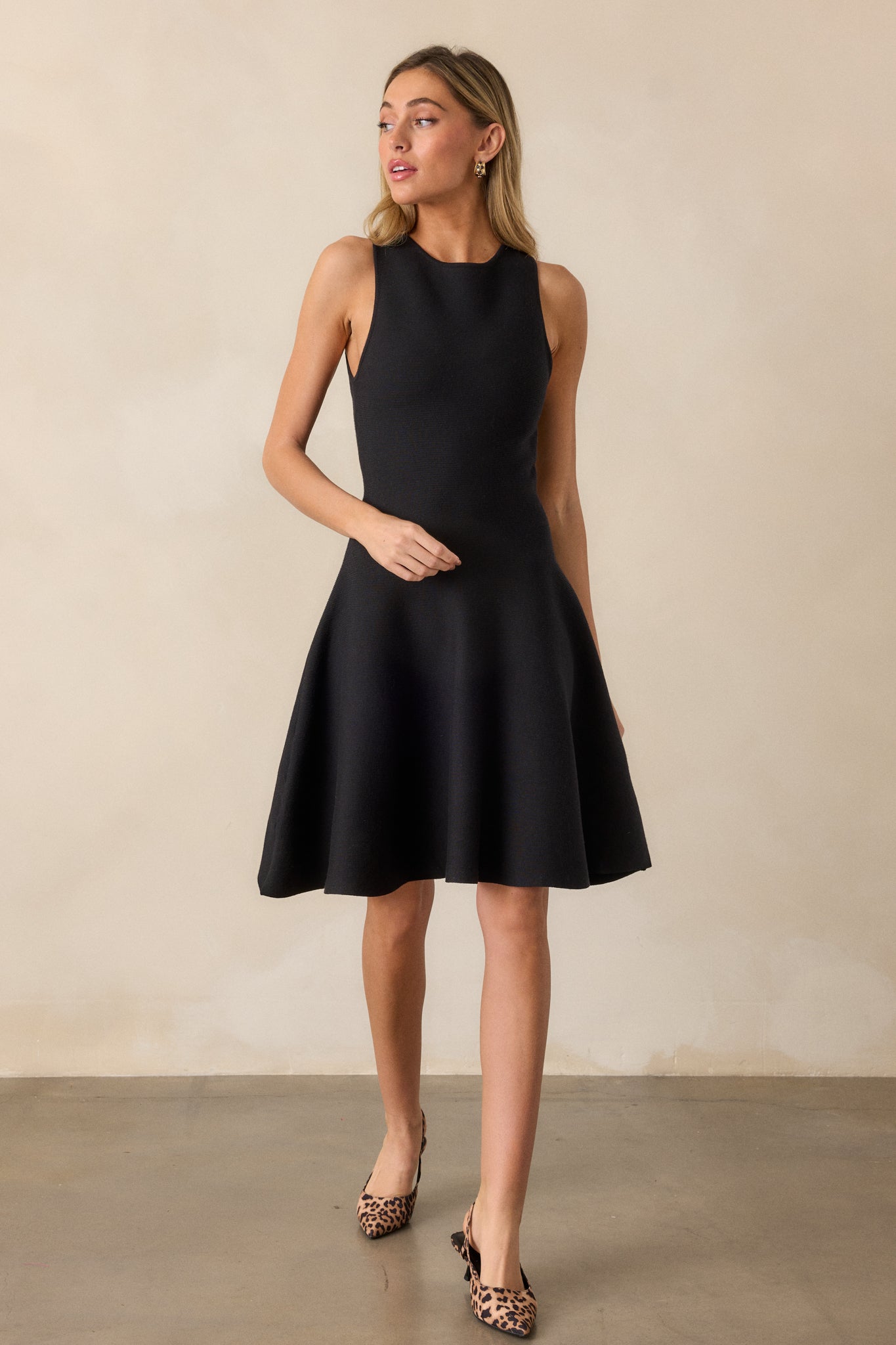 Under The Stars Black Drop Waist Mini Dress